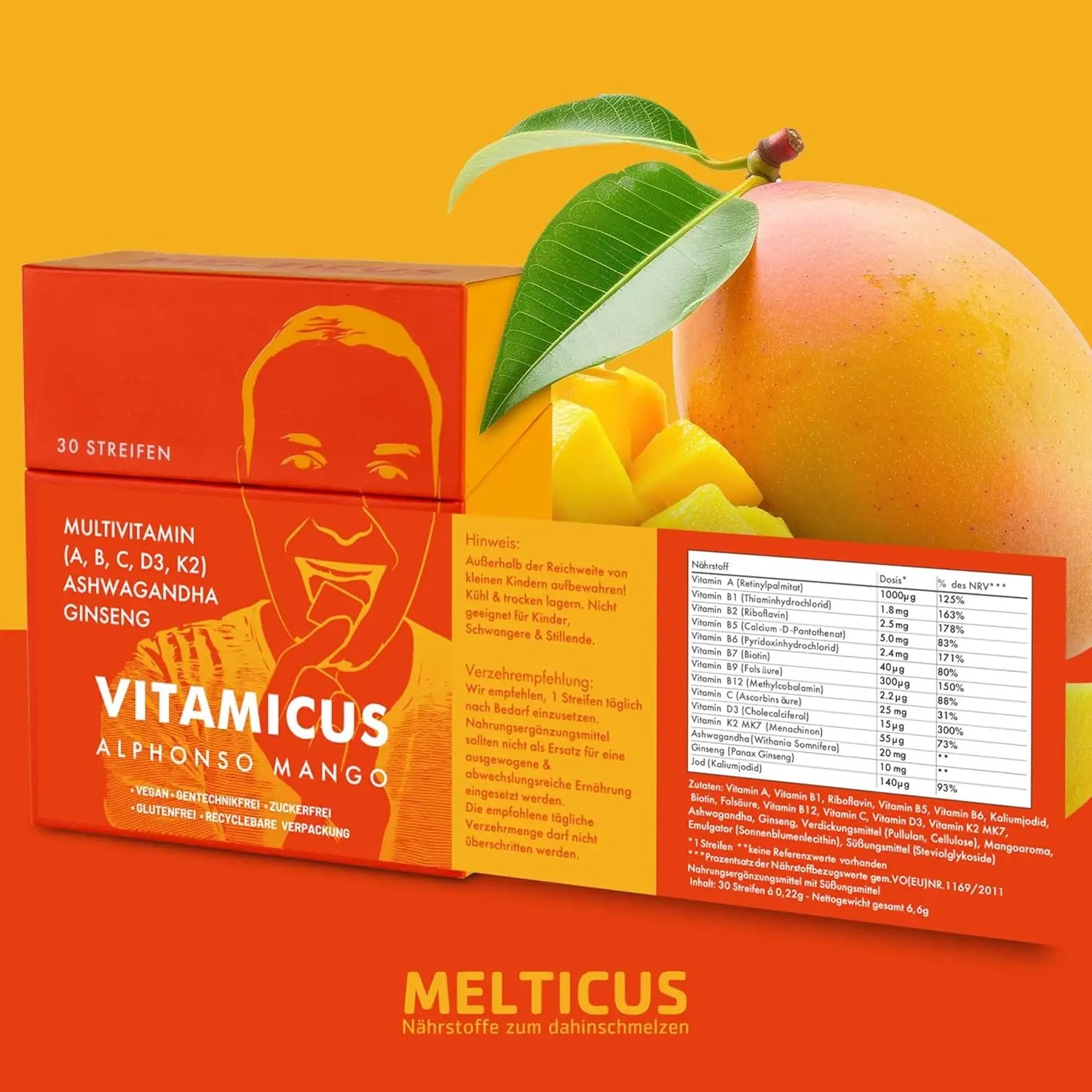 Vitamicus®: Das Revolutionäre Multivitaminpräparat - 30 Streifen - Mango -  from DieBallerei