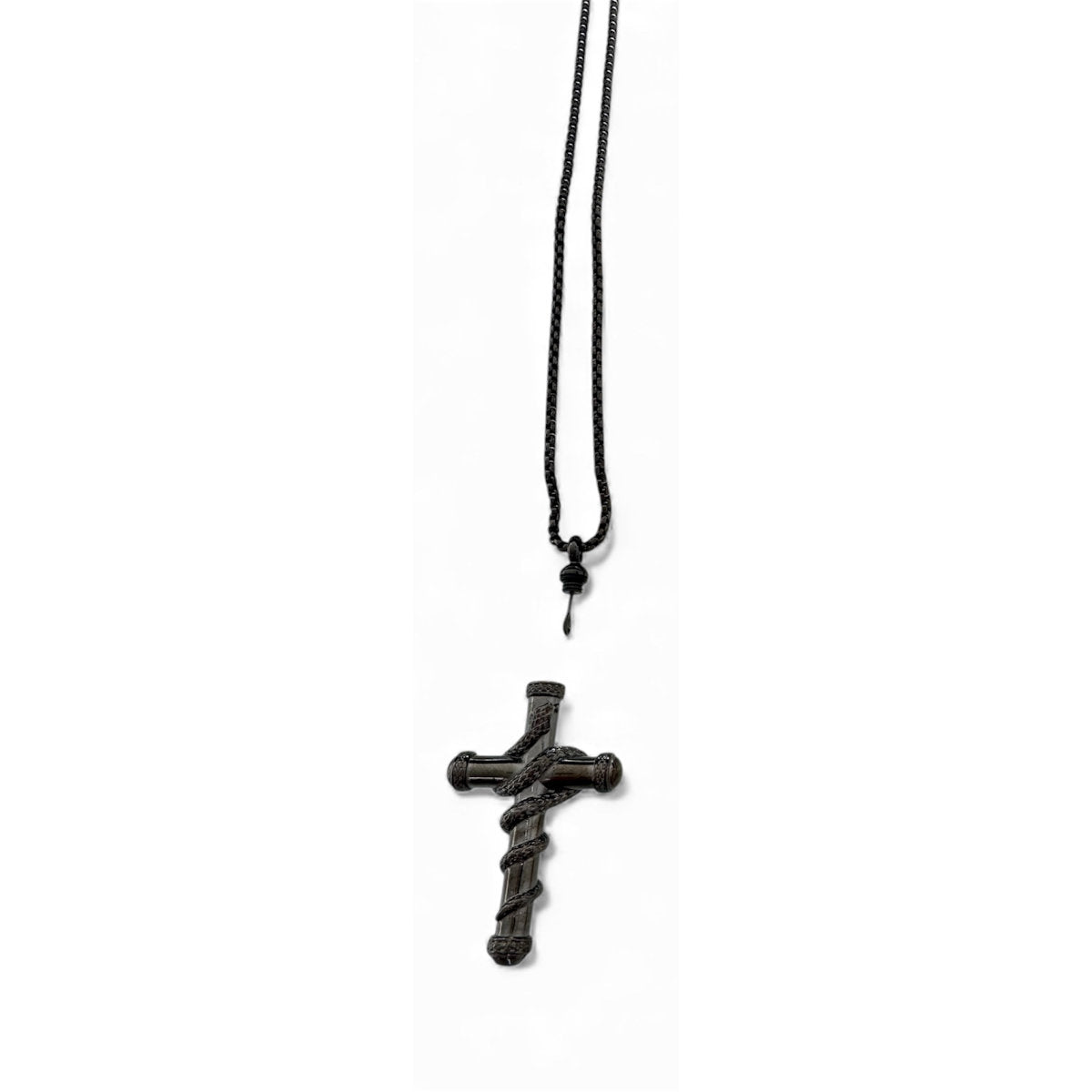 Massive Kreuz-Halskette mit Löffel – Snake Wrapped Design in Gold, Silber und Schwarz