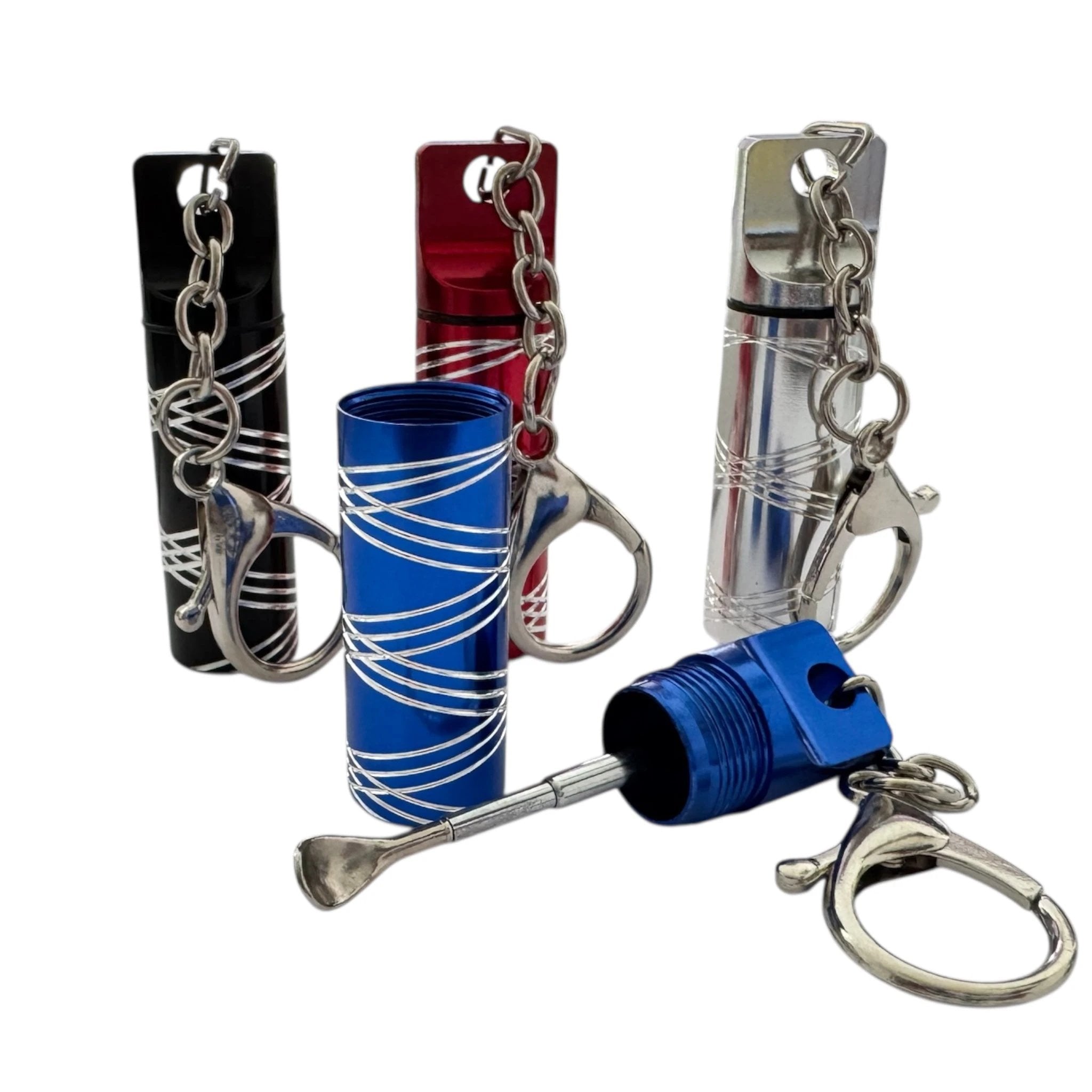 Mini-Alu-Schlüsselanhänger Spender mit Teleskop-Löffel – in 4 Farben erhältlich -  from DieBallerei