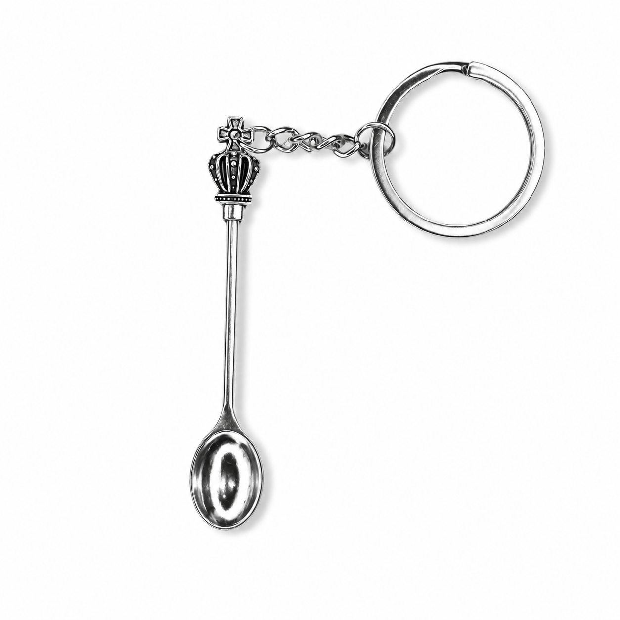 Mini-Löffel Anhänger – Krone Schlüsselanhänger in Silber
