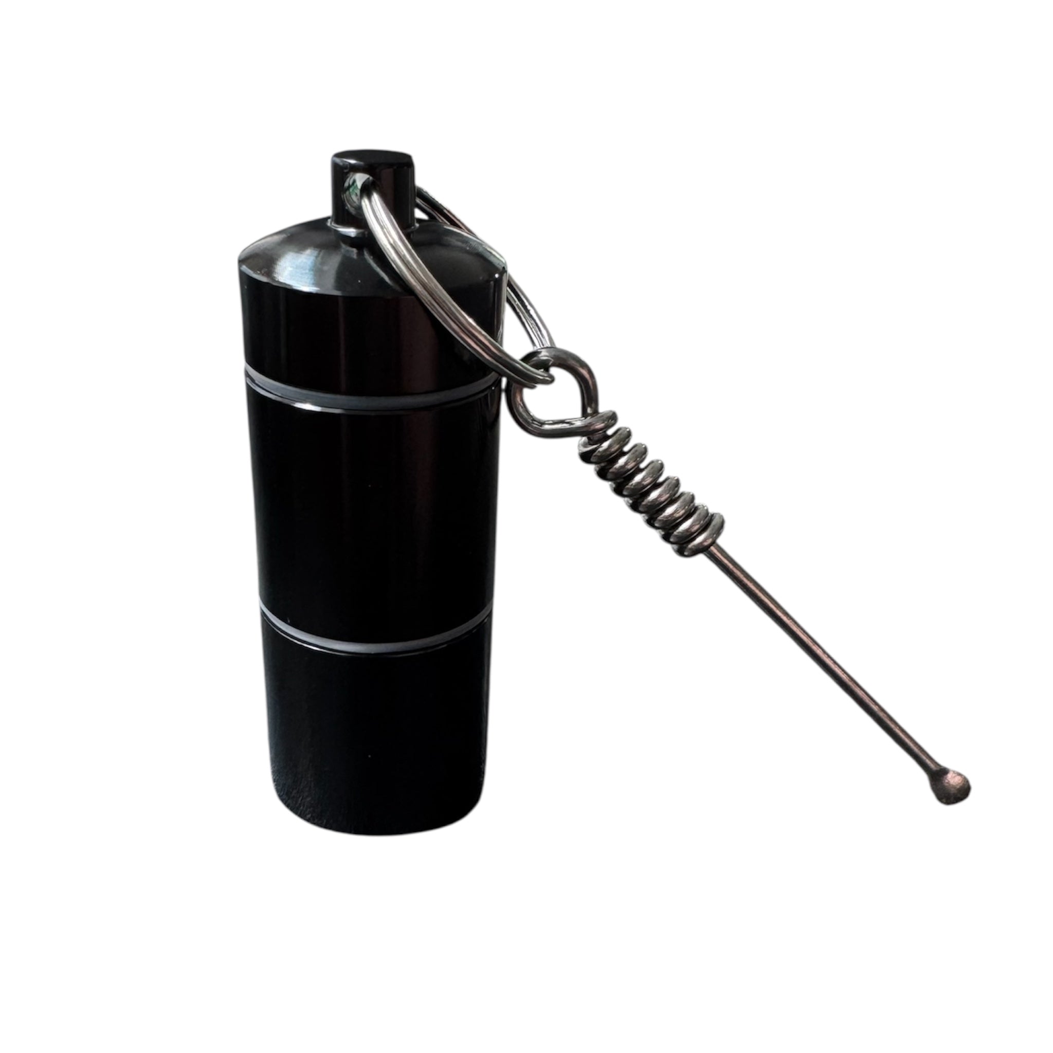 Mini-Stash-Behälter mit Löffel – Zweifach unterteilt & ready to go in Schwarz