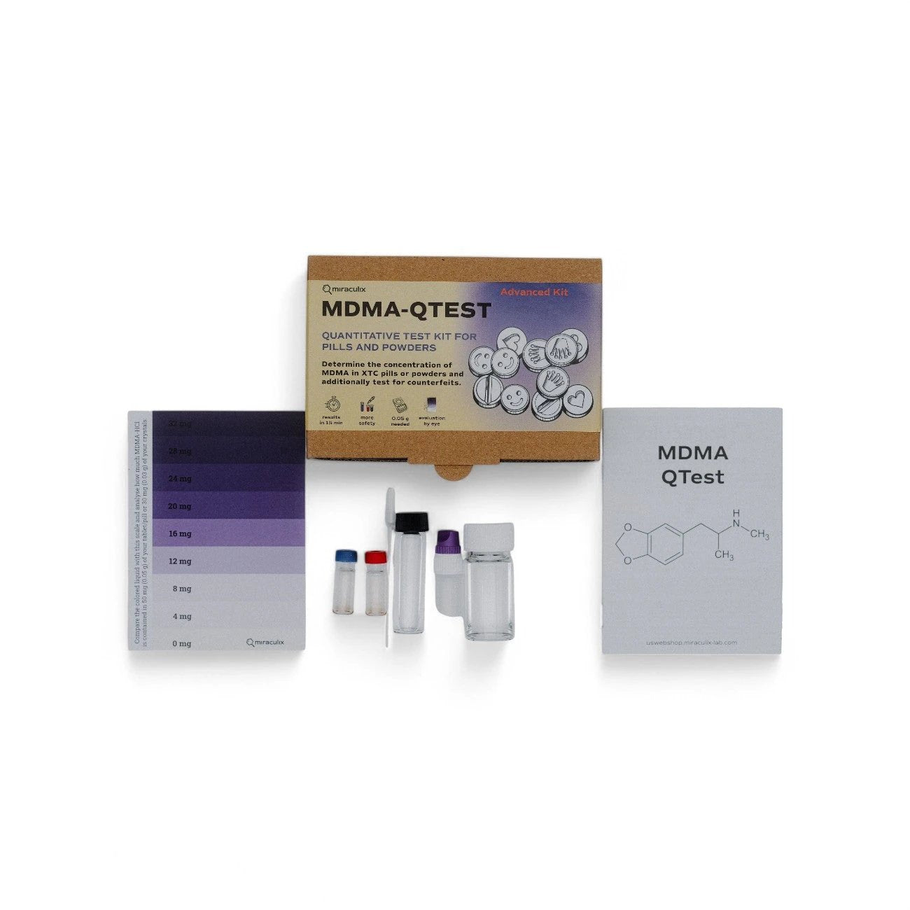 Miraculix Mobiler Schnelltest zur Bestimmung des MDMA-Gehalts & Streckstoffdetektierung (MDMA advanced QTest) -  from DieBallerei