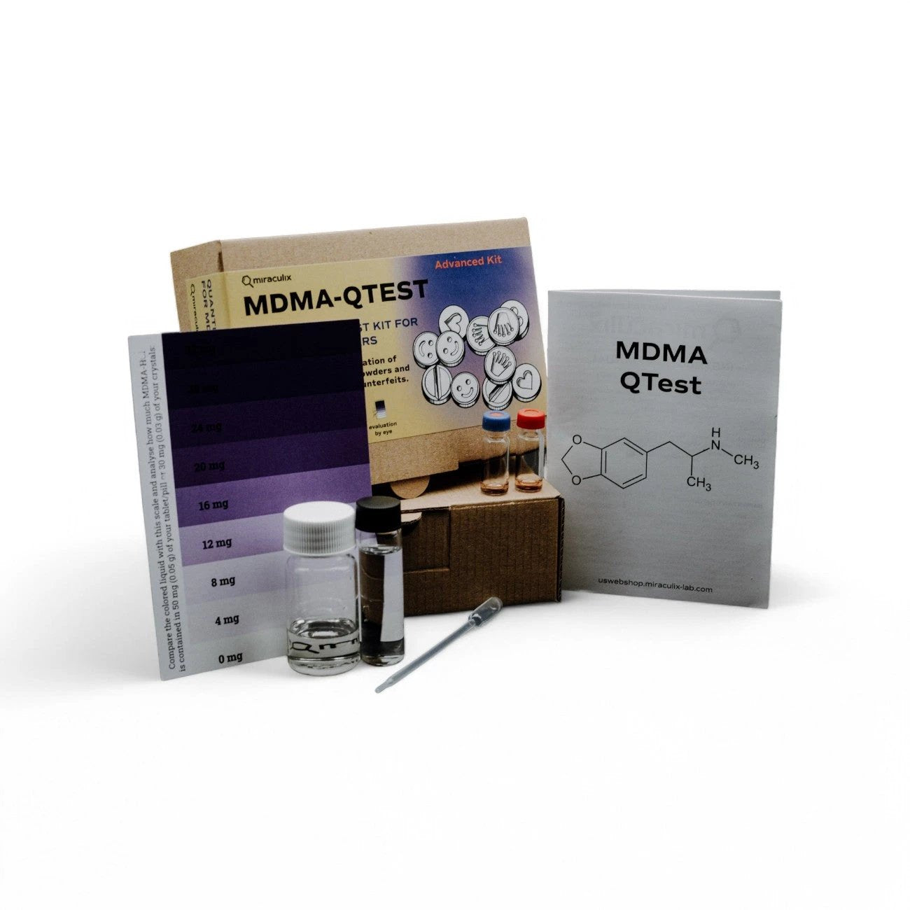 Miraculix Mobiler Schnelltest zur Bestimmung des MDMA-Gehalts & Streckstoffdetektierung (MDMA advanced QTest) -  from DieBallerei