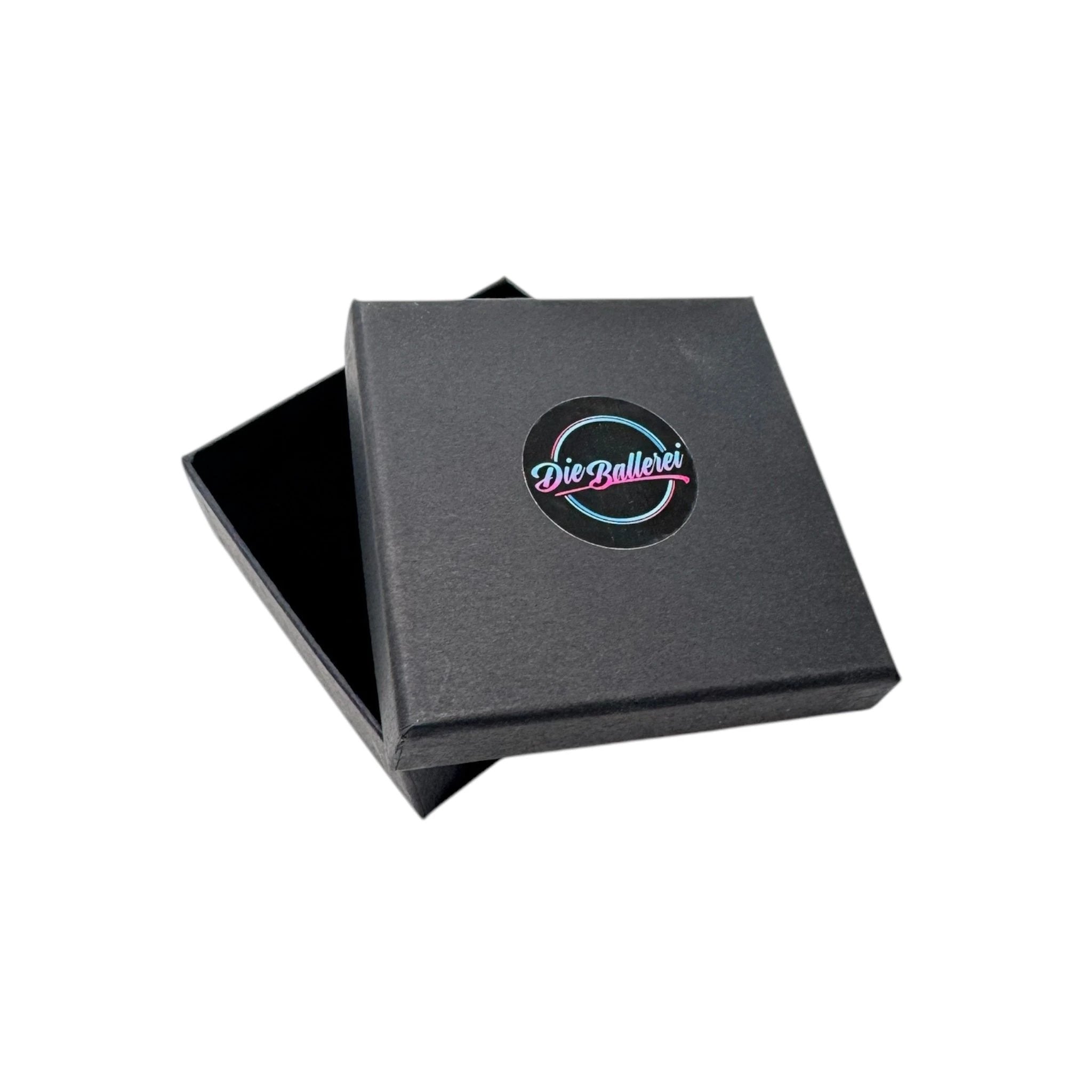 Schwarze Geschenkbox mit Ziehröhrchen, Hack-Karte im Carbon-Look, Glas-Spender und Klinge -  from DieBallerei