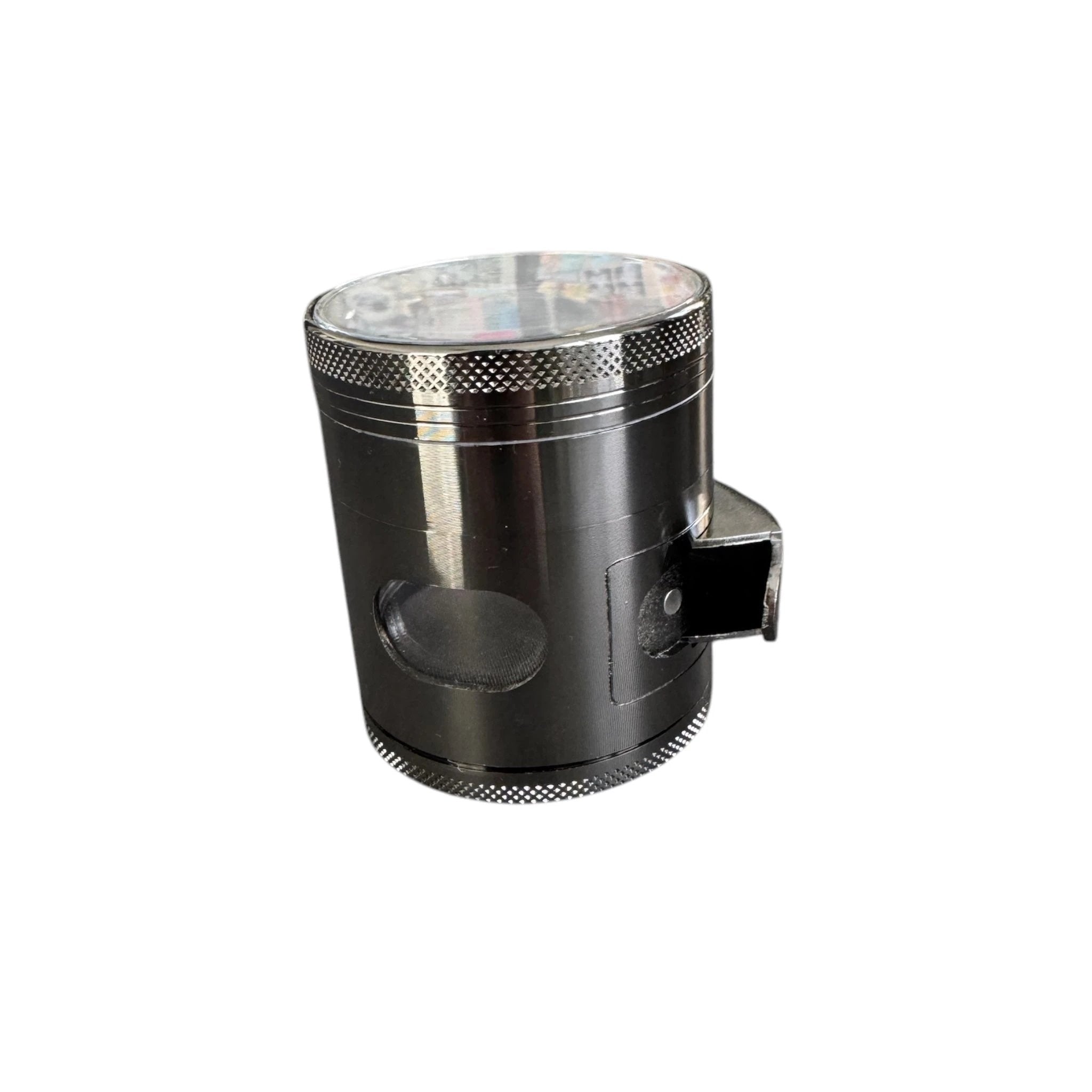 Robuster XL Grinder 60mm – 4-teilig – Anthrazit mit Fenster und seitlicher Klappe - Grinder from DieBallerei