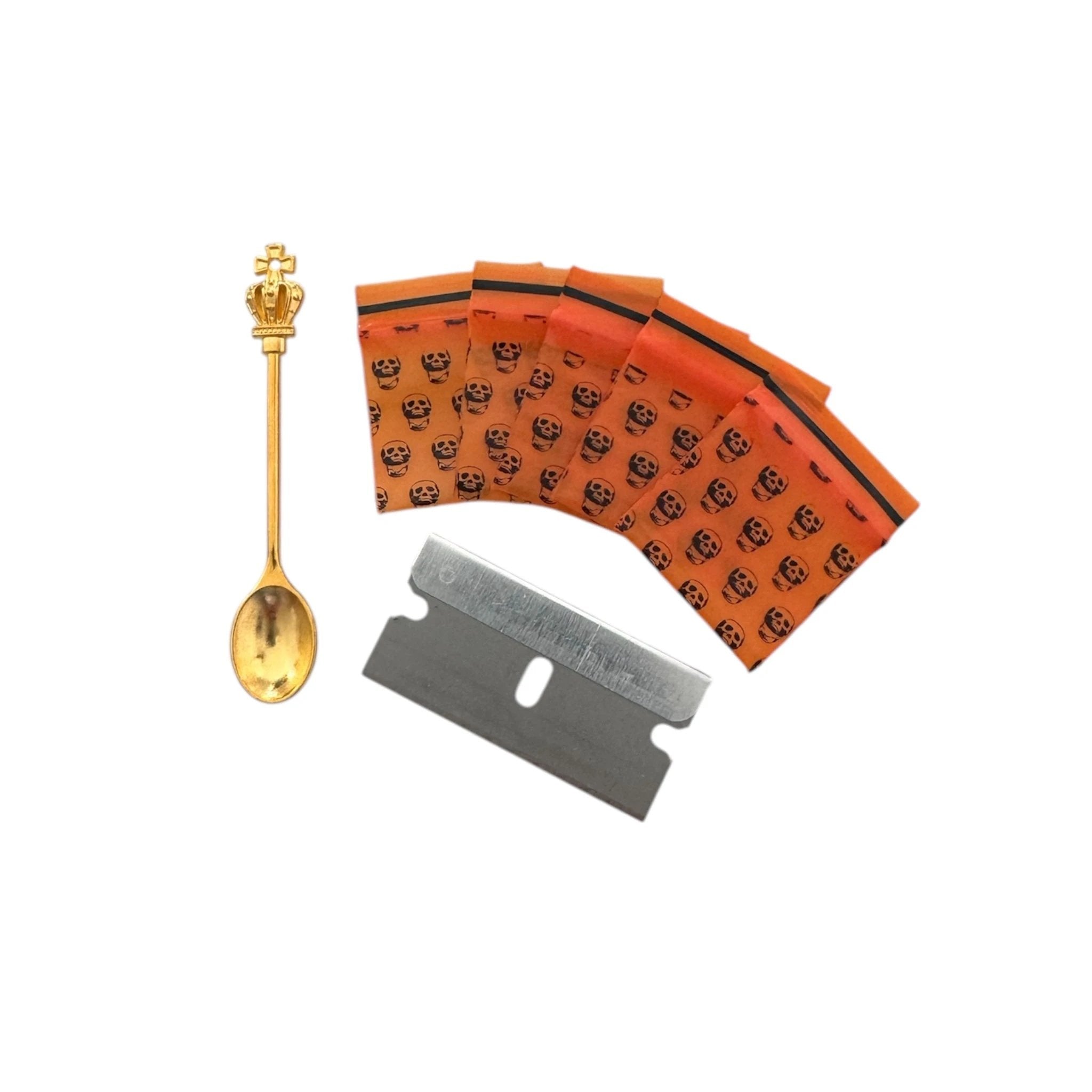 Pillendose/Box – 7 Farben zur Wahl – Inklusive Mini Zip Beutel, Klinge & Löffel mit Kronen Verzierung -  from DieBallerei