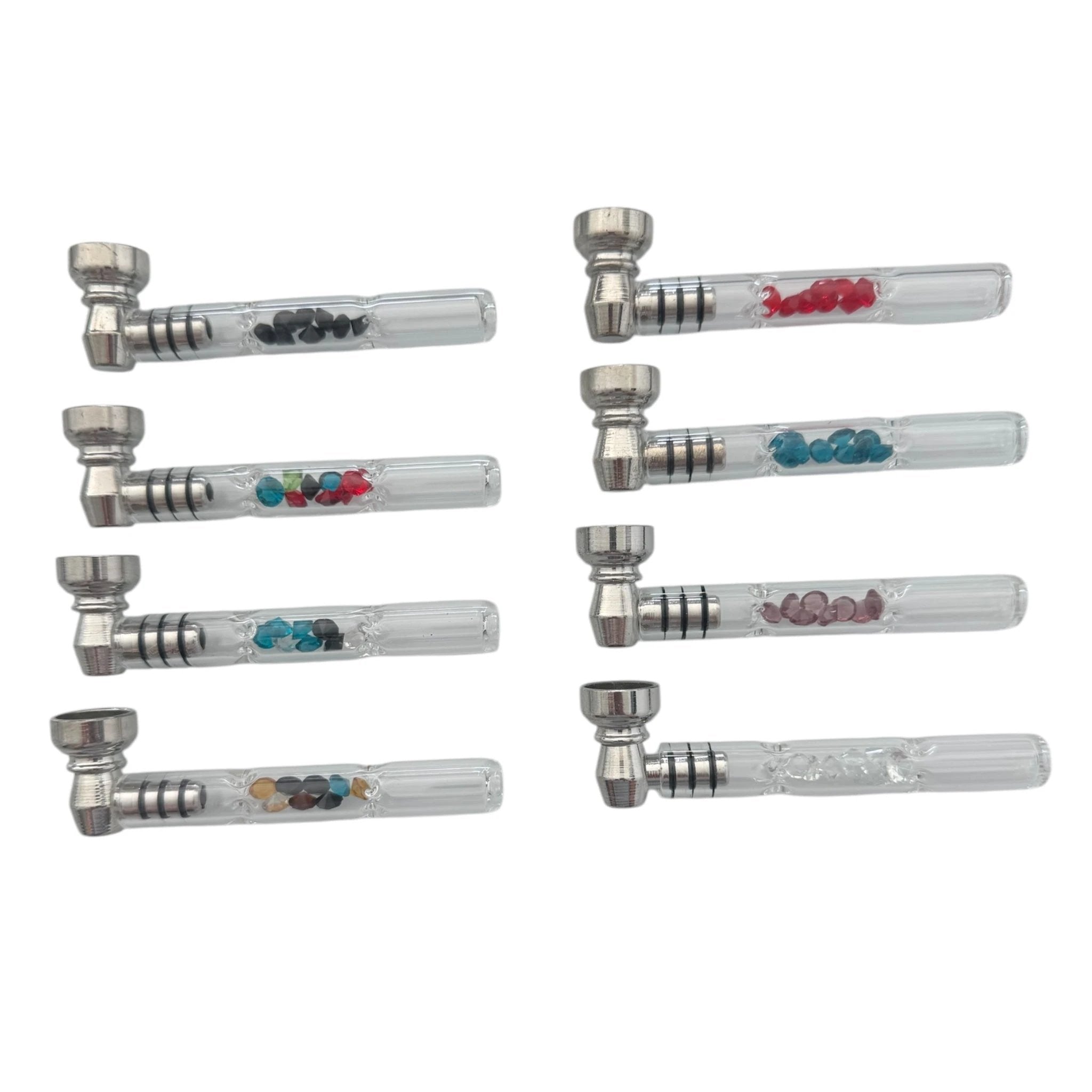 Glas-Pfeife 9 cm – mit Aluminium-Aufsatz, Filter & bunten Akzenten -  from DieBallerei