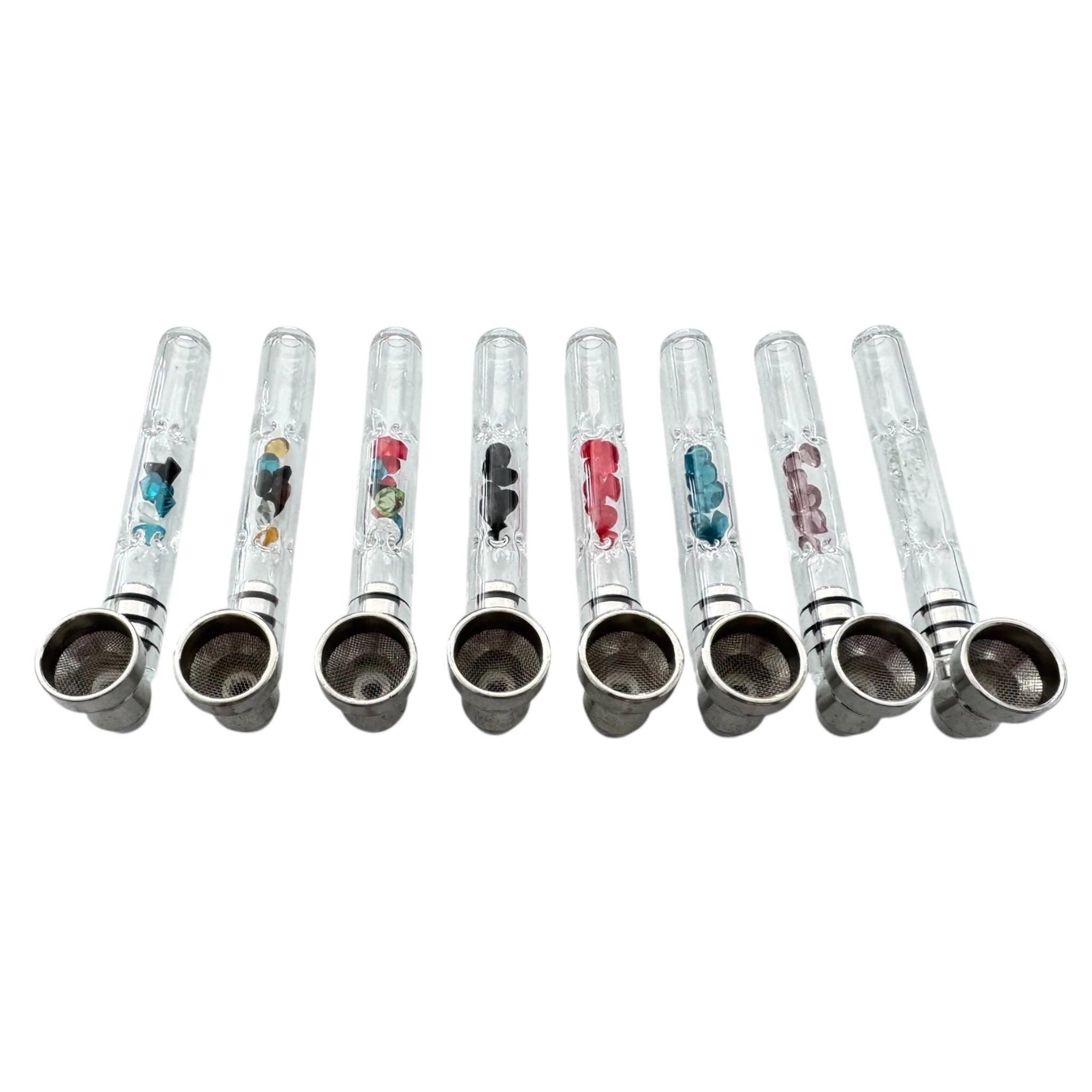 Glas-Pfeife 9 cm – mit Aluminium-Aufsatz, Filter & bunten Akzenten -  from DieBallerei