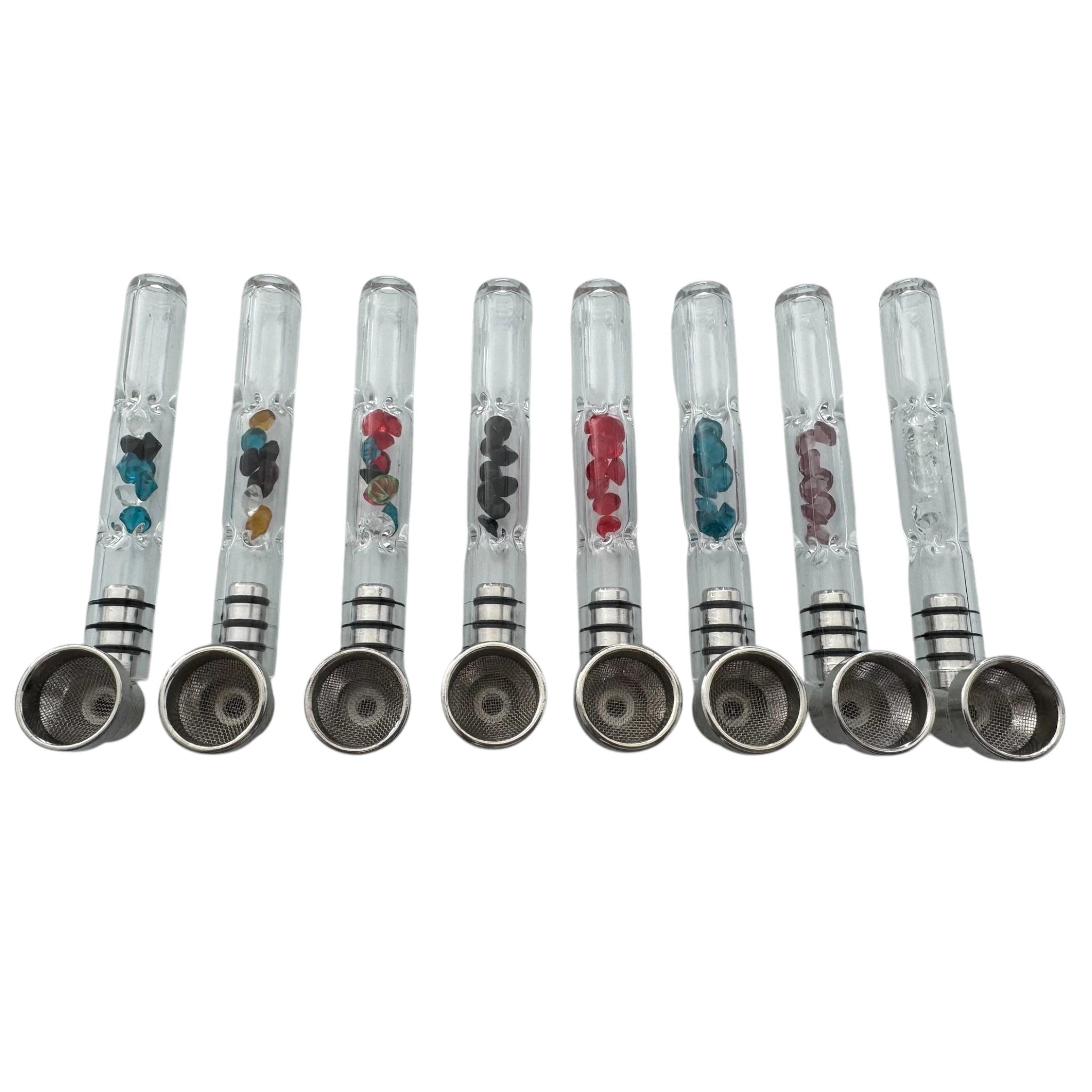 Glas-Pfeife 9 cm – mit Aluminium-Aufsatz, Filter & bunten Akzenten -  from DieBallerei