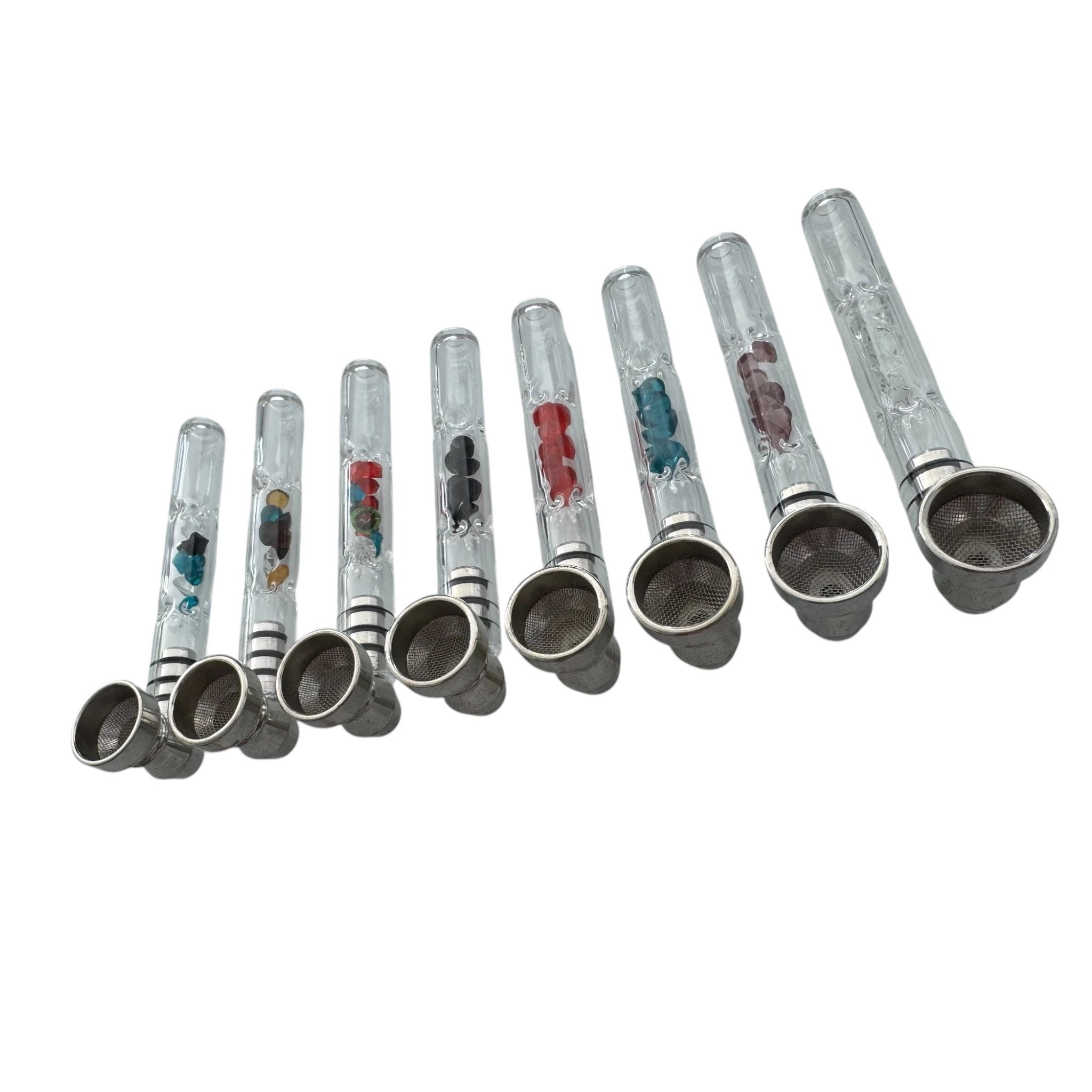 Glas-Pfeife 9 cm – mit Aluminium-Aufsatz, Filter & bunten Akzenten -  from DieBallerei