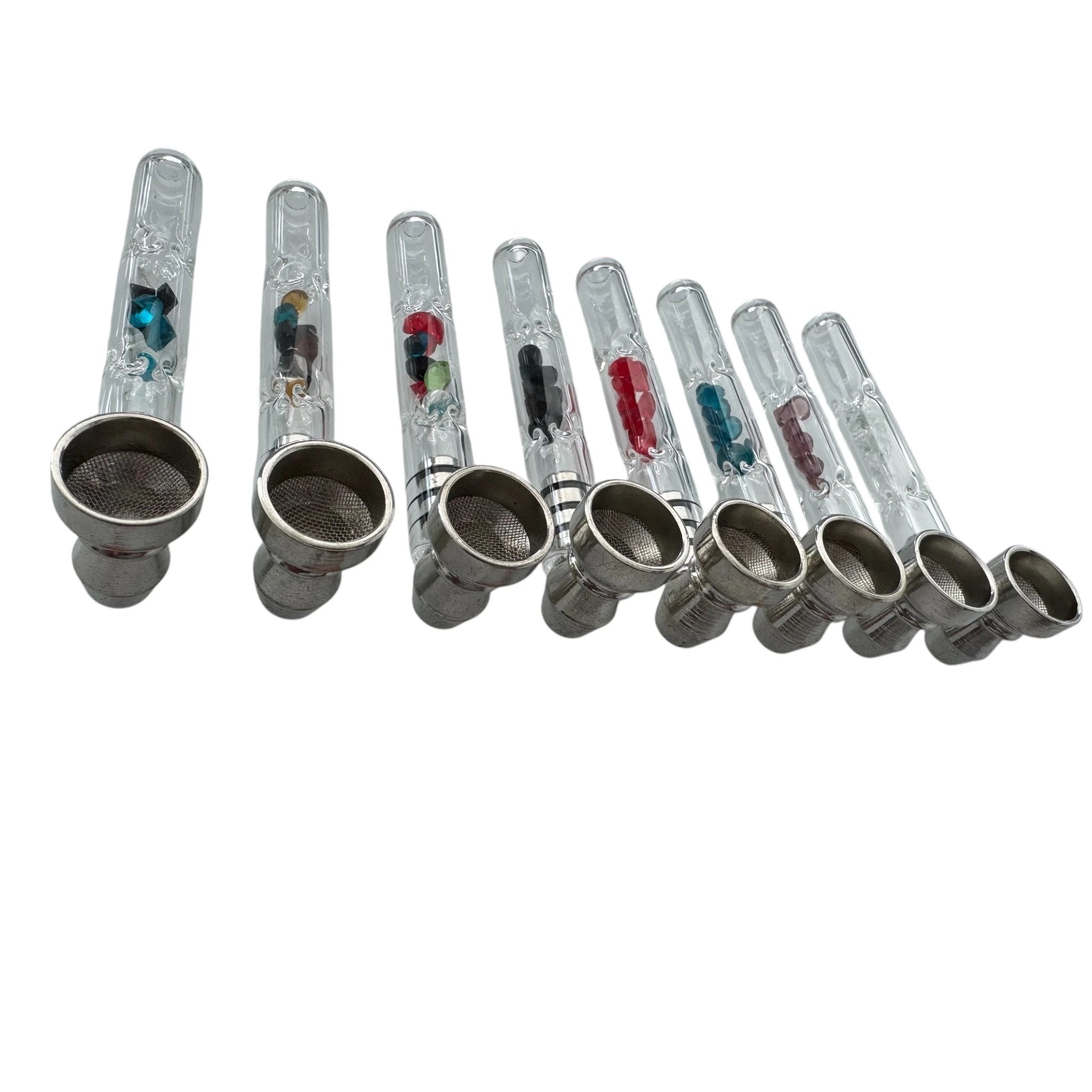 Glas-Pfeife 9 cm – mit Aluminium-Aufsatz, Filter & bunten Akzenten -  from DieBallerei