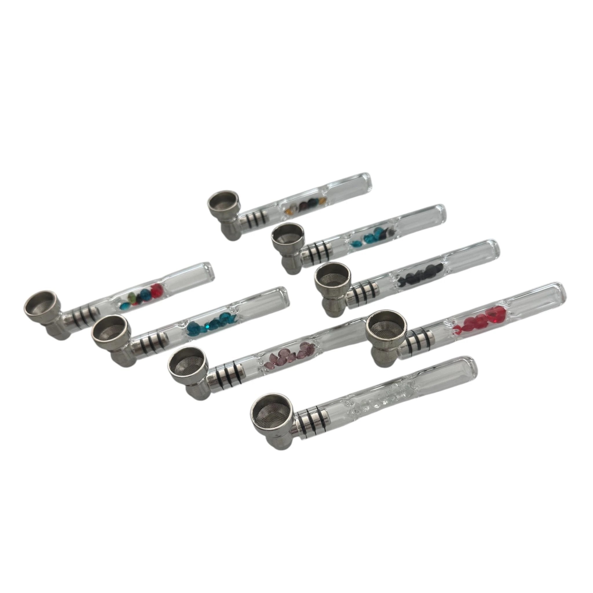 Glas-Pfeife 9 cm – mit Aluminium-Aufsatz, Filter & bunten Akzenten -  from DieBallerei