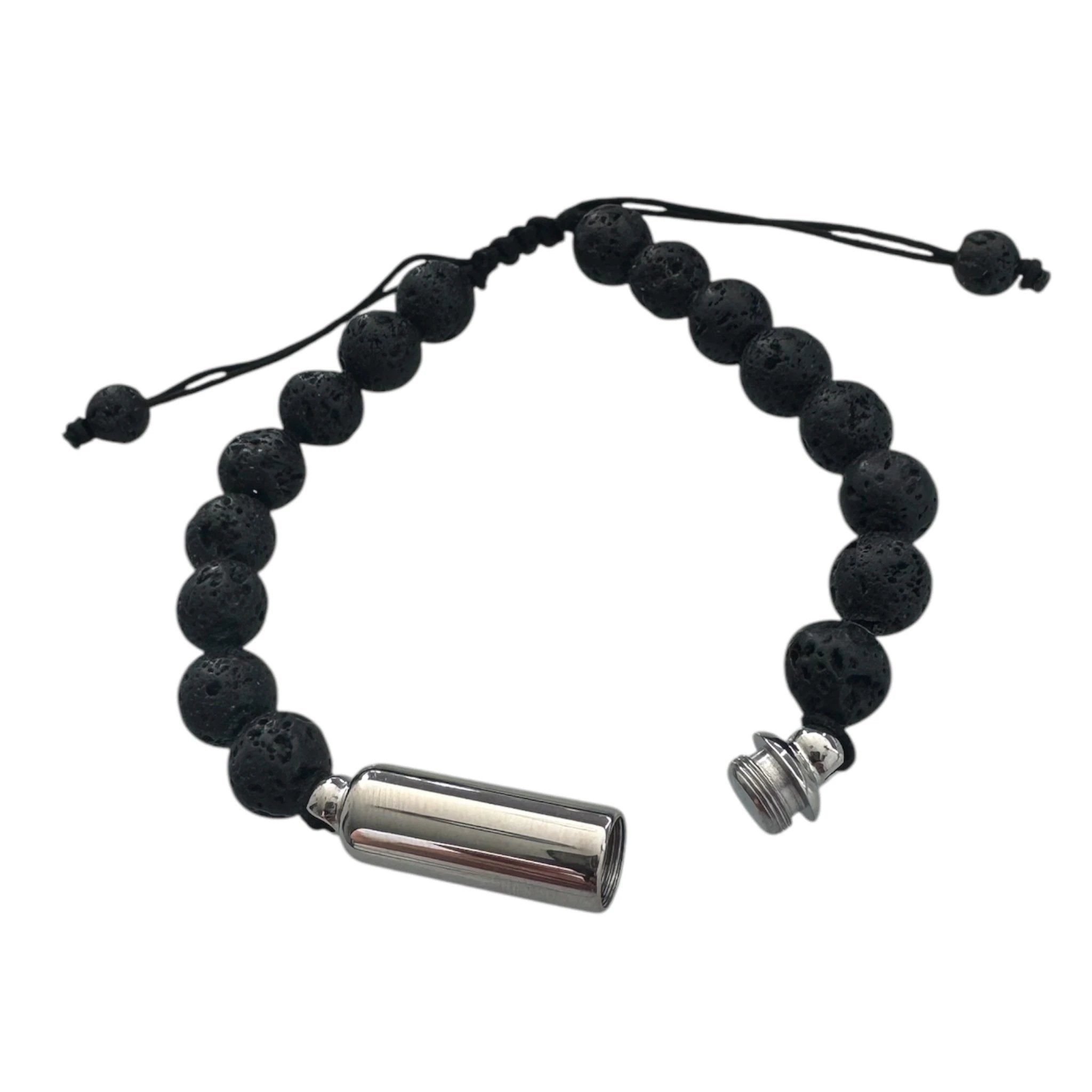 Versteck-Armband in Lavastein-Optik Schwarz mit Kapsel in Silber -  from DieBallerei