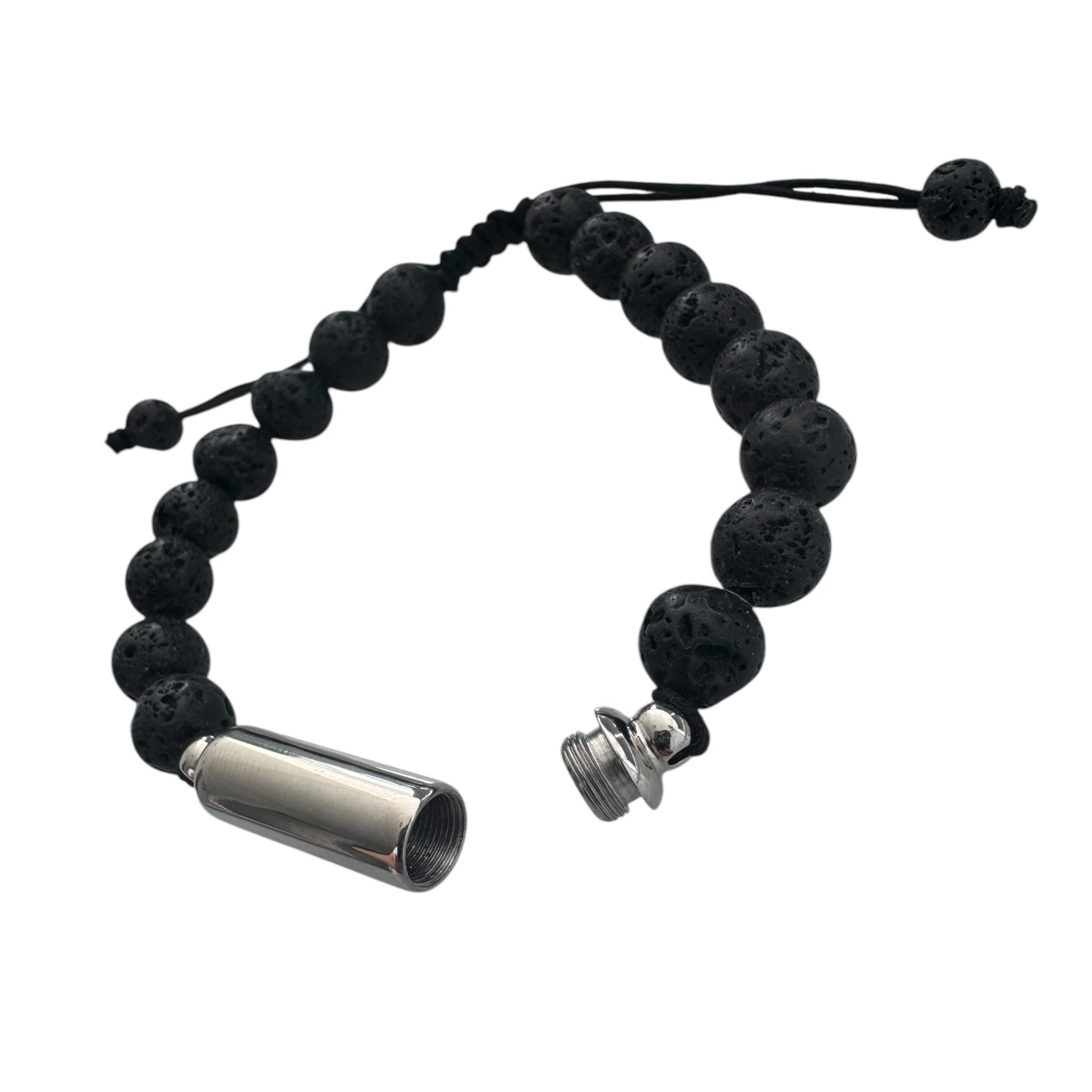 Versteck-Armband in Lavastein-Optik Schwarz mit Kapsel in Silber -  from DieBallerei