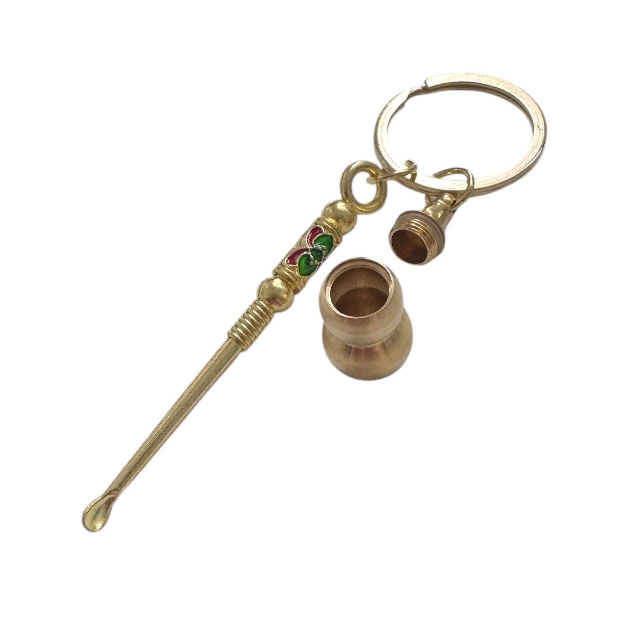 Mini-Löffel Schlüsselanhänger „Ornament“ Rot/Grün mit Geheimfach – Für bunte Momente unterwegs -  from DieBallerei