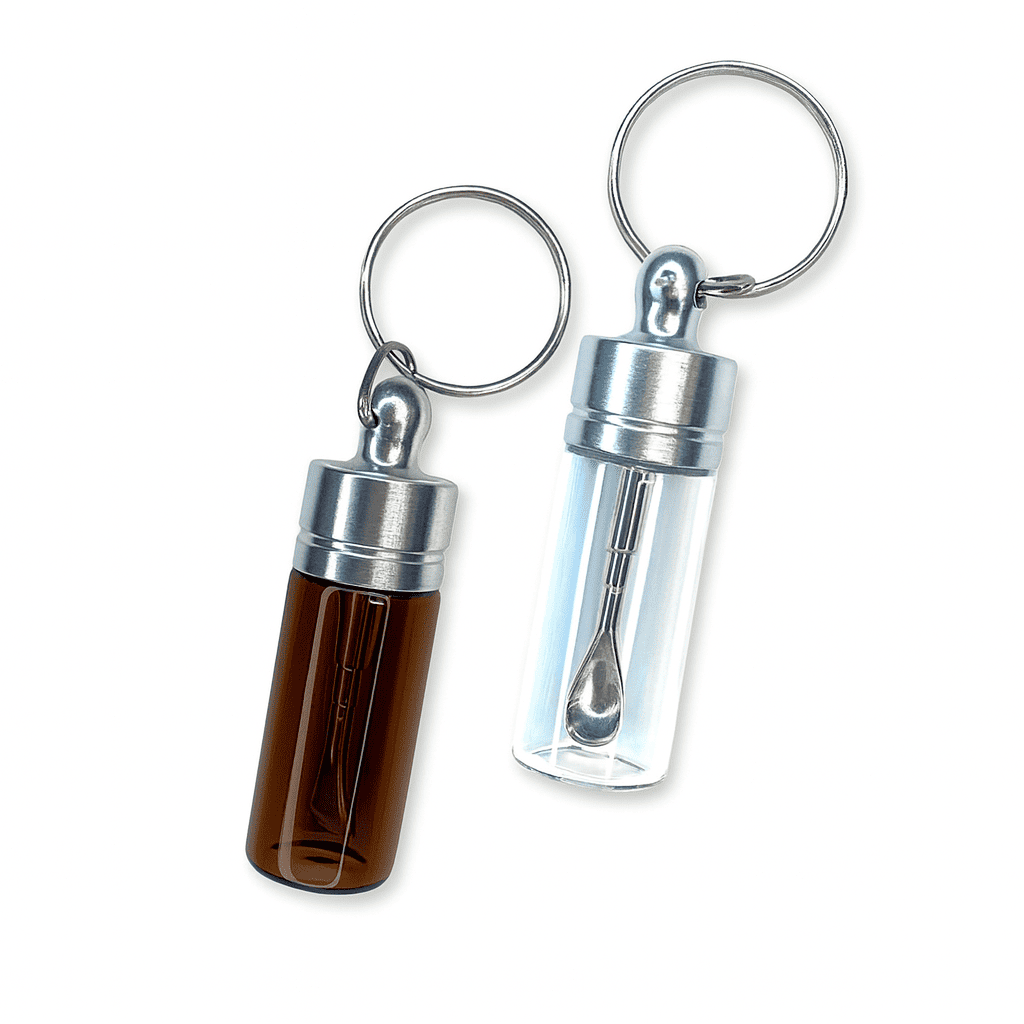 Praktischer Spender mit Teleskoplöffel & Schlüsselanhänge