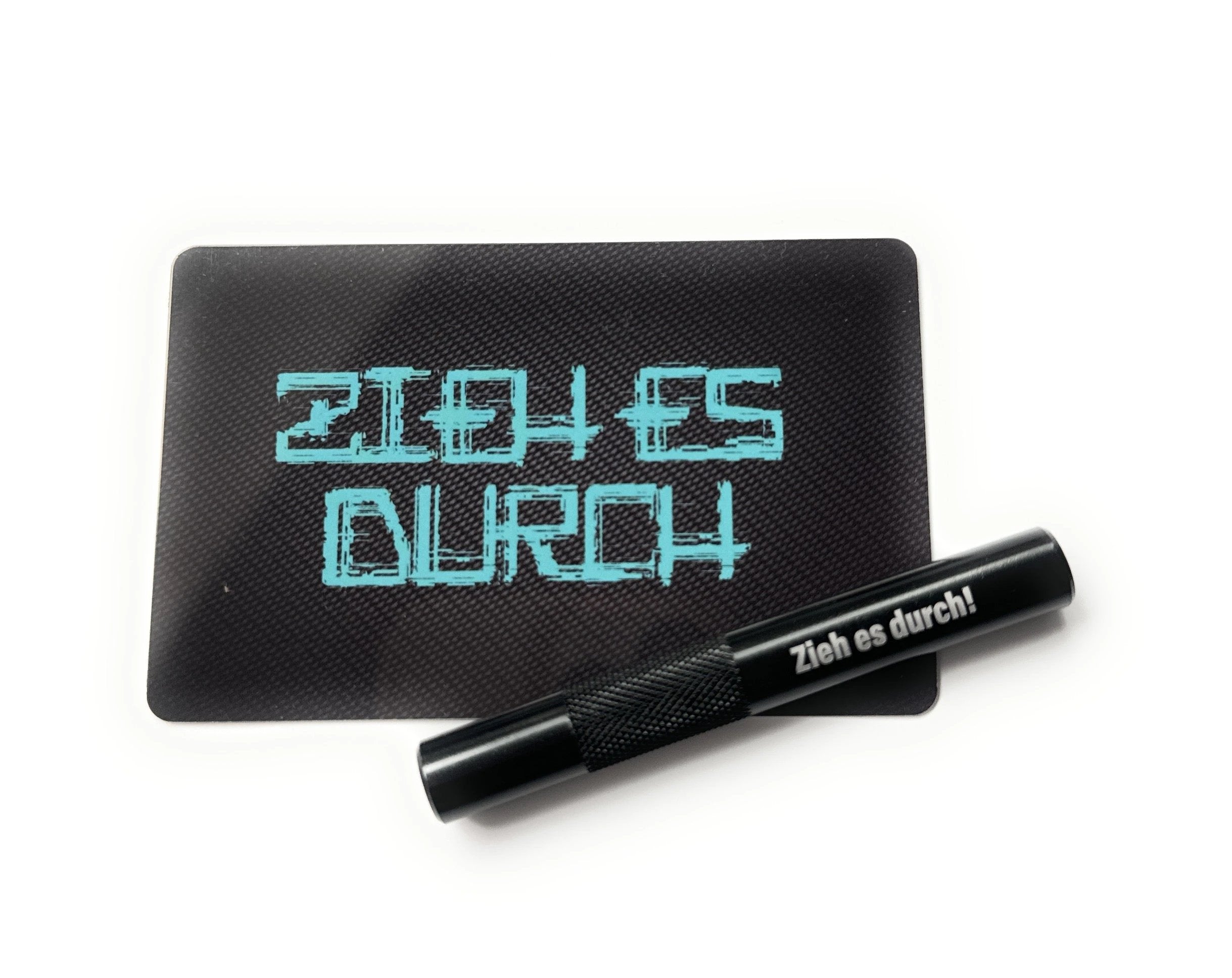 Röhrchen-Set „Zieh es durch blau“ – Alu-Röhrchen mit Gravur & Hack-Karte -  from DieBallerei
