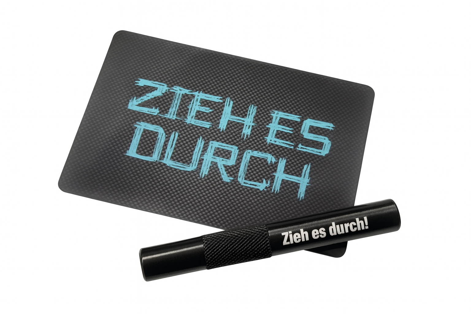 Röhrchen-Set „Zieh es durch blau“ – Alu-Röhrchen mit Gravur & Hack-Karte -  from DieBallerei