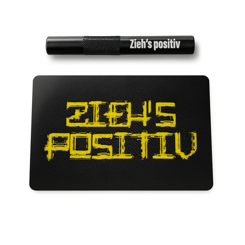 Röhrchen-Set „Zieh’s Positiv“ – Alu-Röhrchen mit Gravur & Hack-Karte - Ziehs Positiv