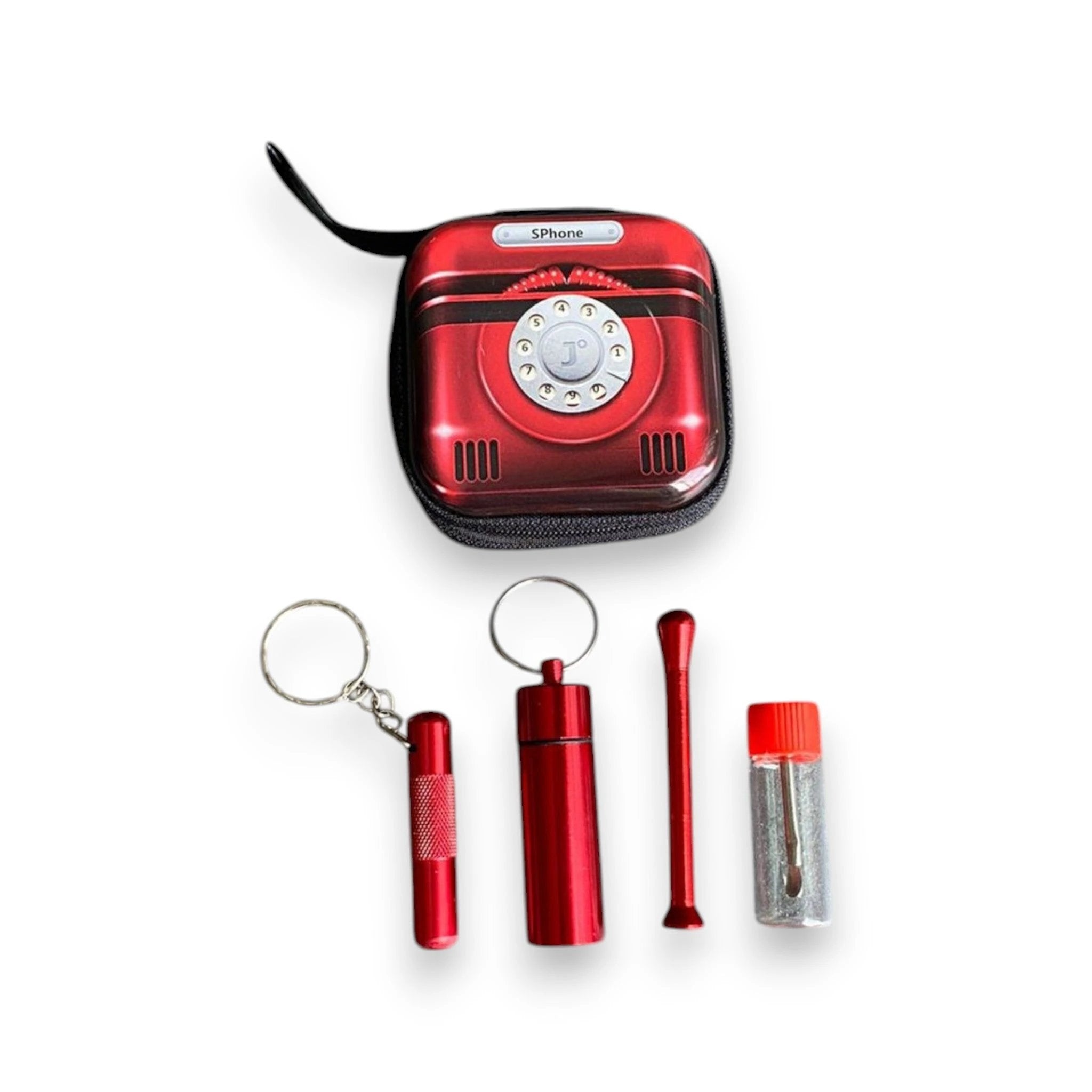 Set "Retro Telefon" – Stylisches Zubehör im nostalgischen Hard Case rot -  from DieBallerei