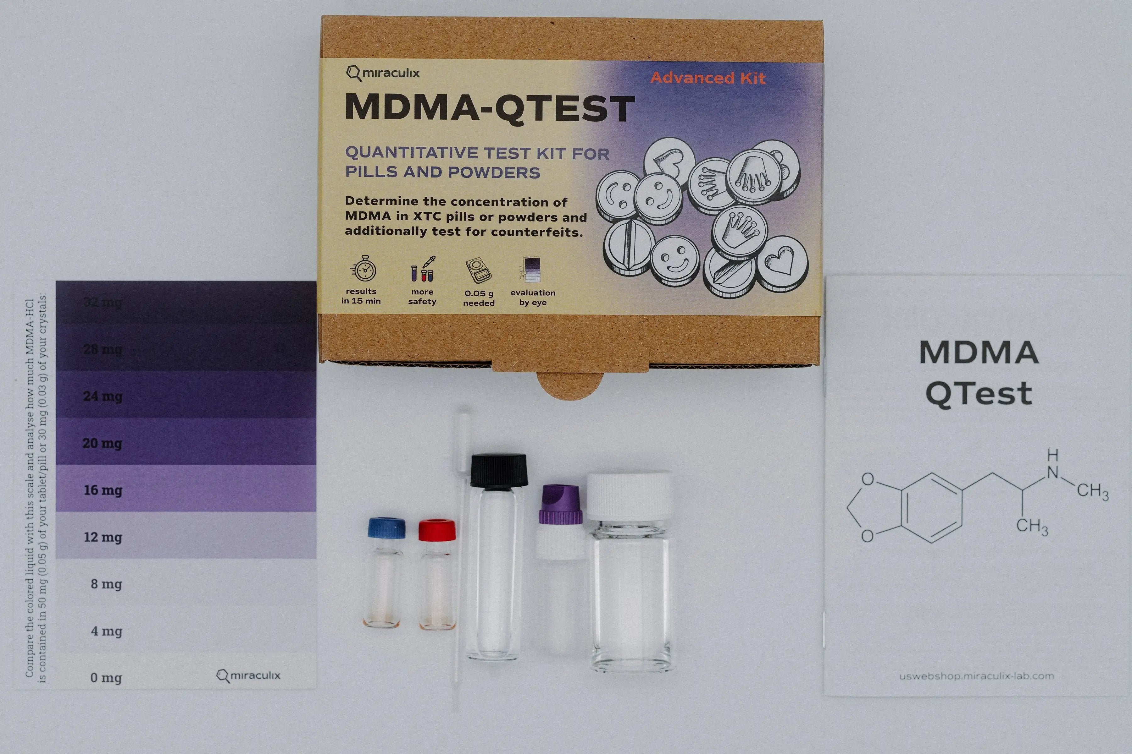 Miraculix Mobiler Schnelltest zur Bestimmung des MDMA-Gehalts & Streckstoffdetektierung (MDMA advanced QTest) -  from DieBallerei