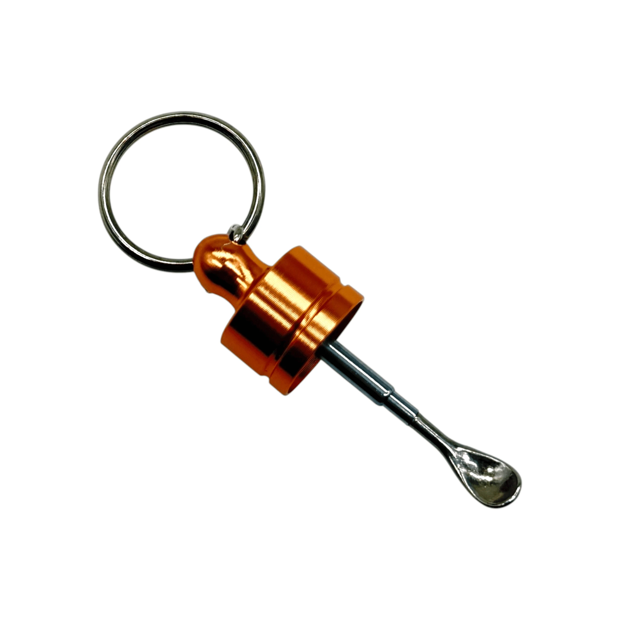 Stabiler Spender mit Teleskoplöffel – Schlüsselanhänger Braun mit Gold oder Rosé-Gold Deckel -  from DieBallerei