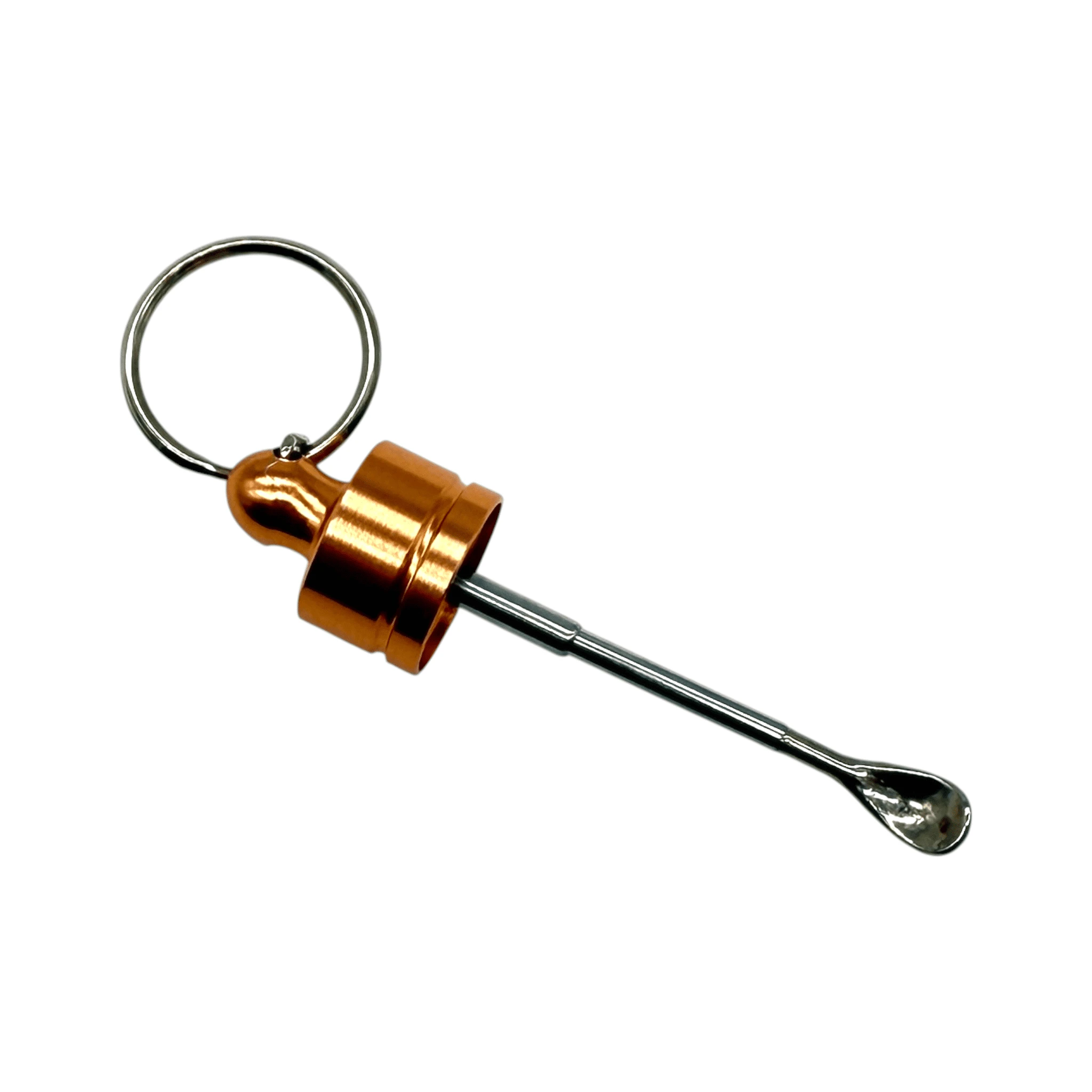 Stabiler Spender mit Teleskoplöffel – Schlüsselanhänger Braun mit Gold oder Rosé-Gold Deckel -  from DieBallerei