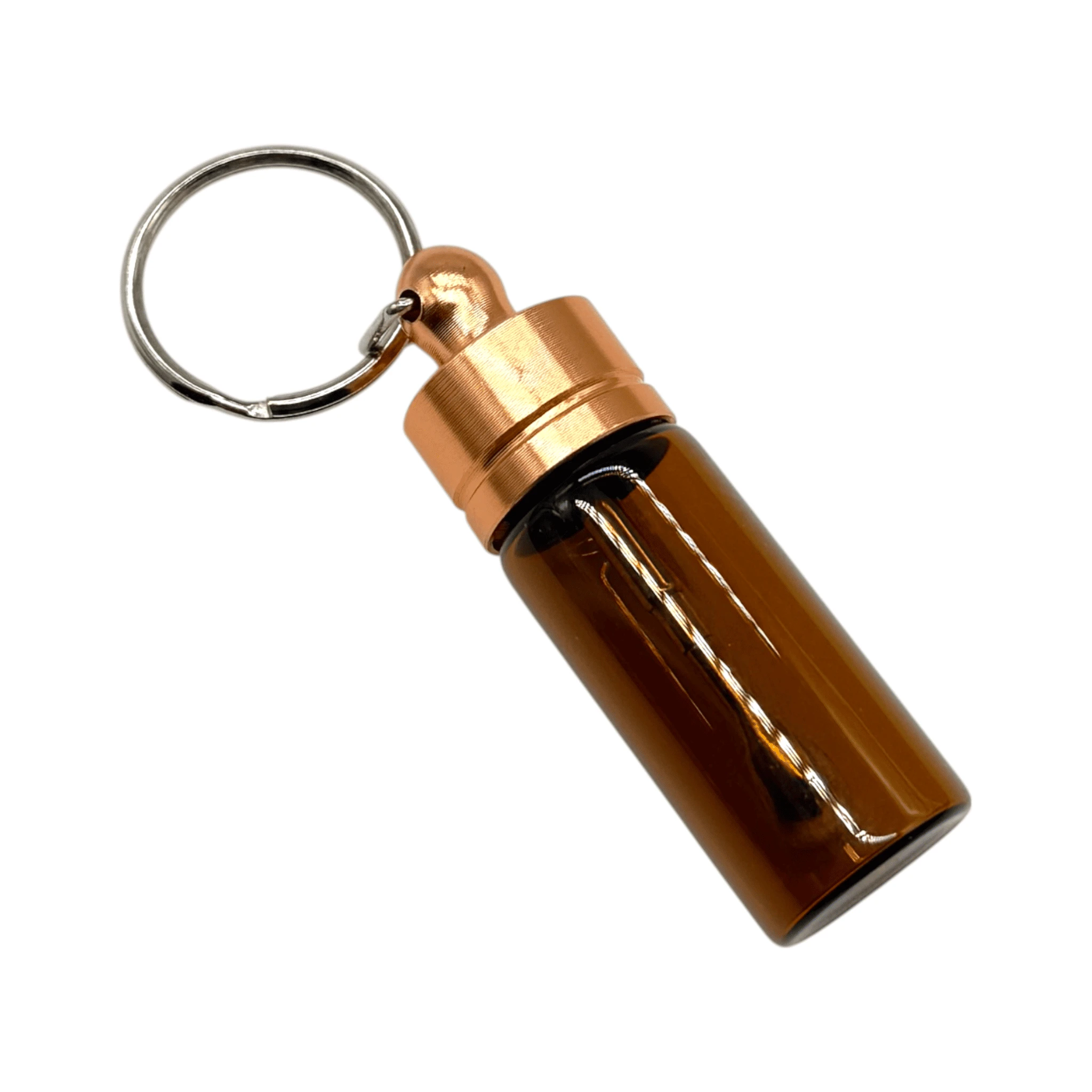 Stabiler Spender mit Teleskoplöffel – Schlüsselanhänger Braun mit Gold oder Rosé-Gold Deckel -  from DieBallerei