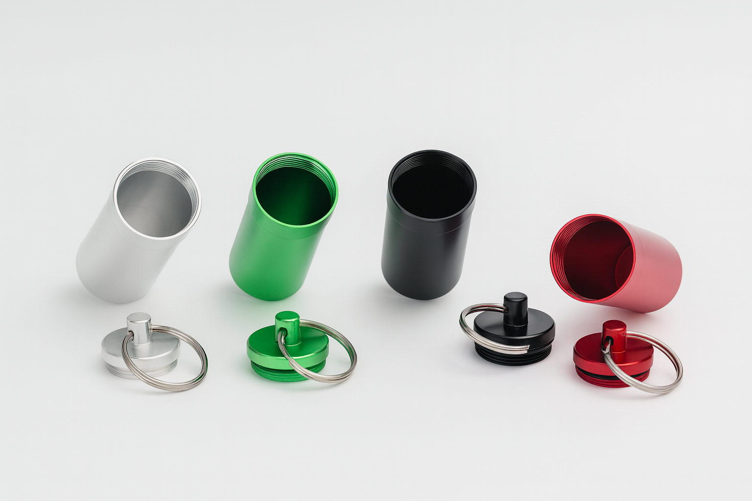 Wasserdichte Aluminium-Aufbewahrungsbox mit Schraubverschluss & Schlüsselanhänger