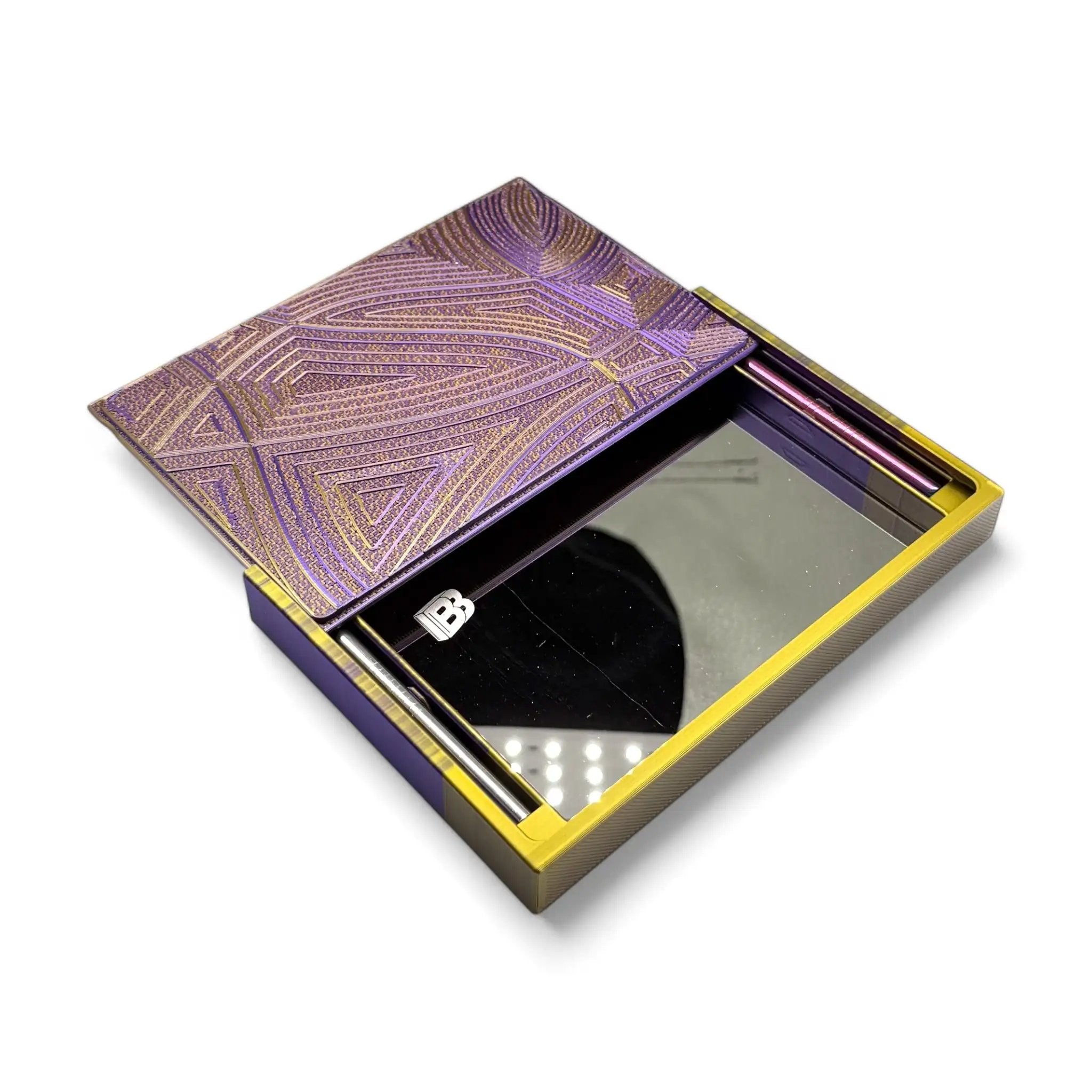 Baller-Box XL Waves of Thought inkl. integriertem Spiegel, 2x Röhrchen und Hack-Karten Gold / Lila -  from DieBallerei