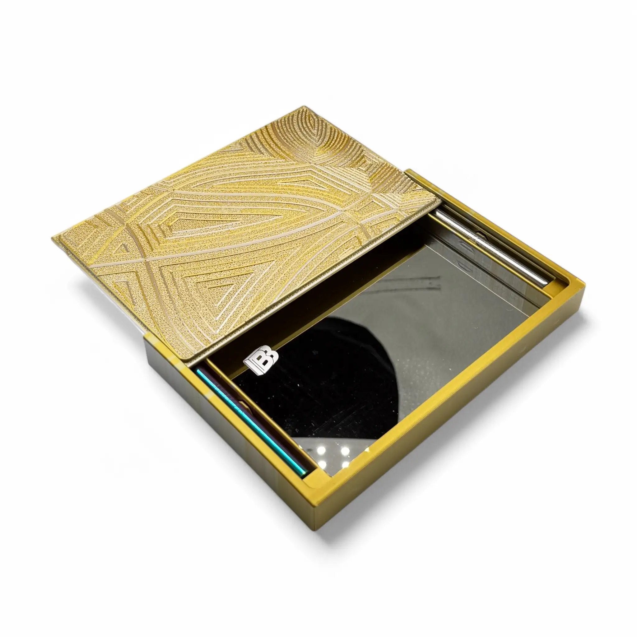 Baller-Box XL Waves of Thought inkl. integriertem Spiegel, 2x Röhrchen und Hack-Karten Gold / Silber -  from DieBallerei