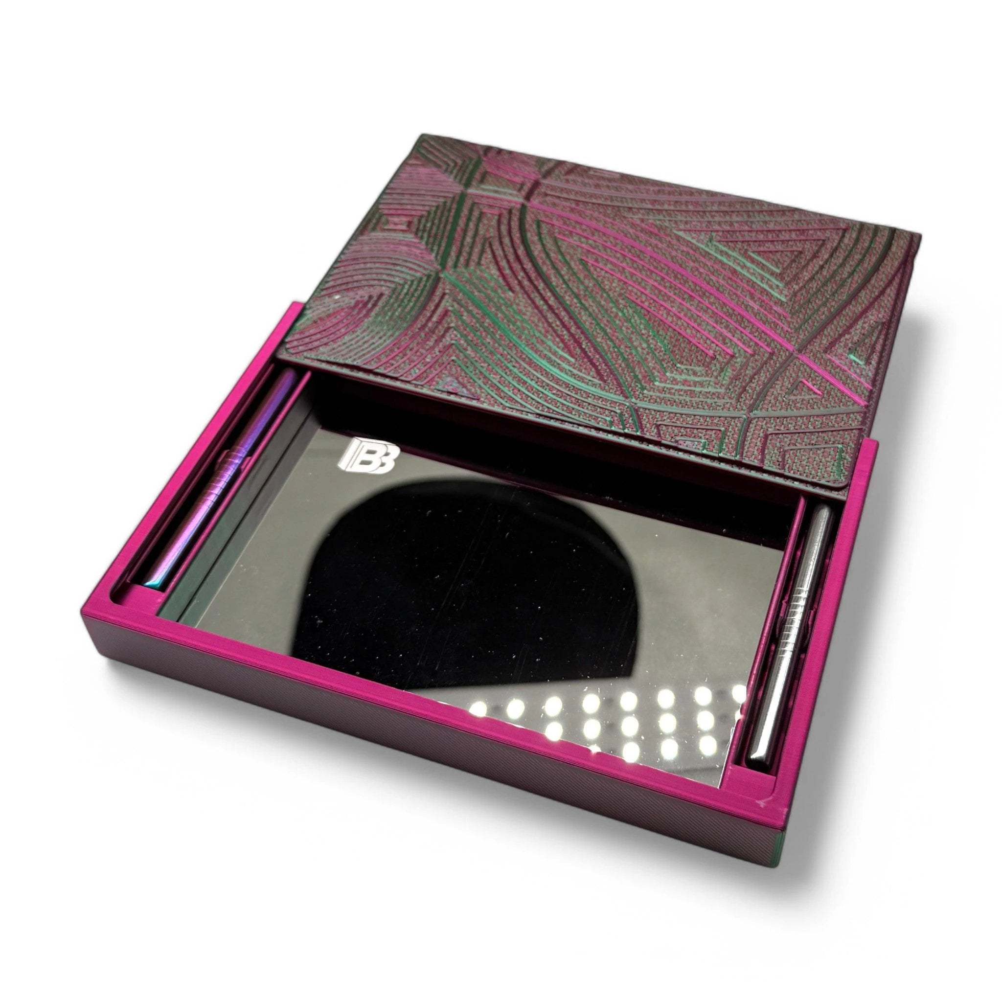 Baller-Box XL Waves of Thought inkl. integriertem Spiegel, 2x Röhrchen und Hack-Karten Rot / Grün -  from DieBallerei