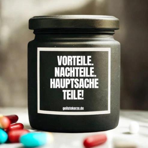 Geilste Kerze – Duftkerze „Nachteile. Vorteile. Hauptsache Teile!" -  from DieBallerei