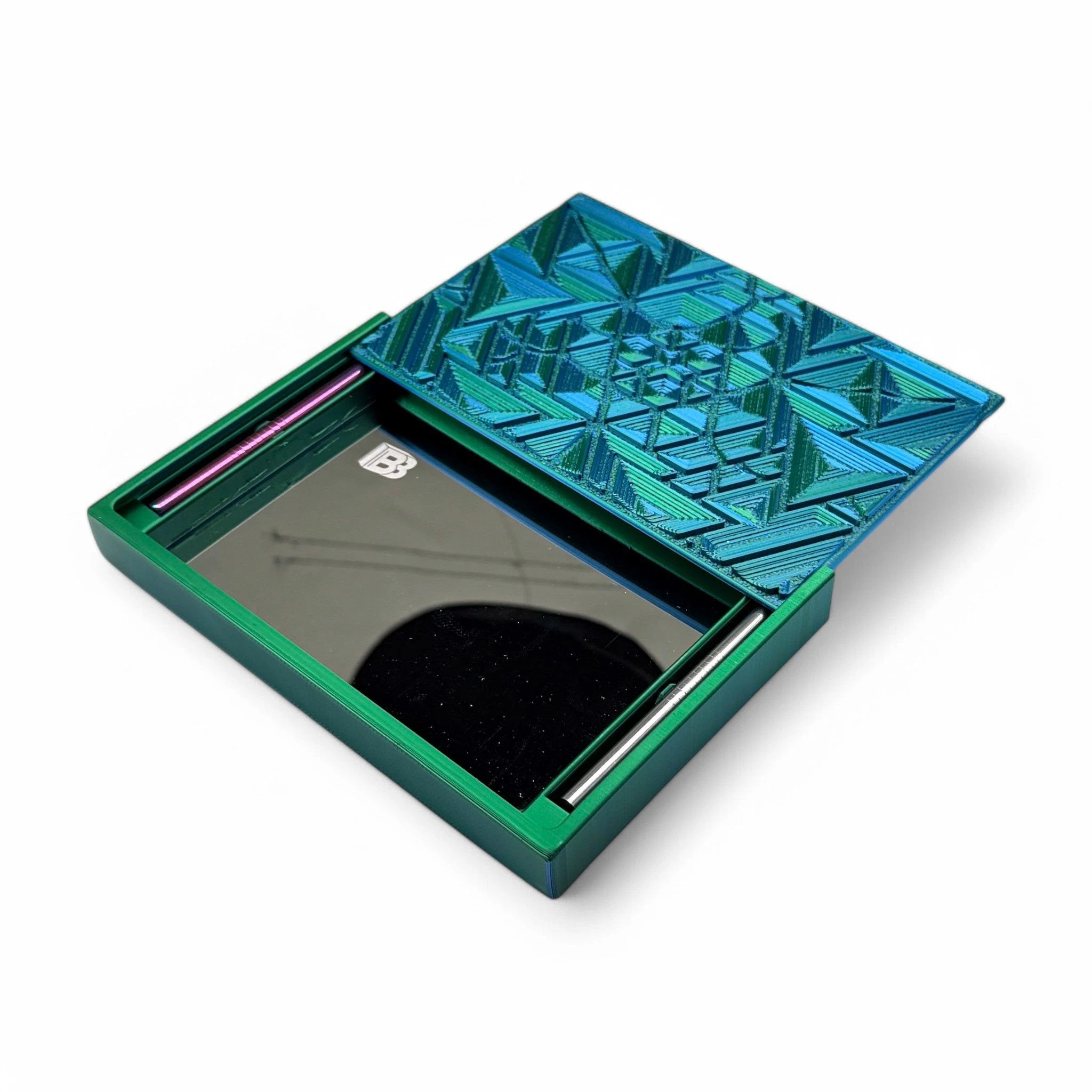 Baller-Box XL Brainbug inkl. integriertem Spiegel, 2x Röhrchen und Hack-Karten Blau / Grün -  from DieBallerei