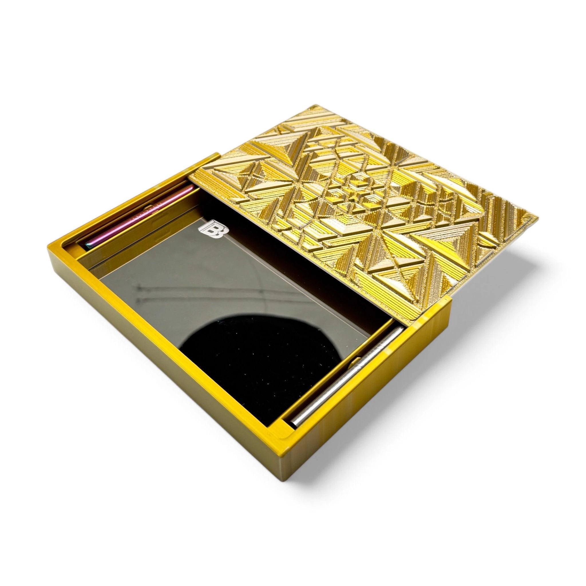 Baller-Box XL Brainbug inkl. integriertem Spiegel, 2x Röhrchen und Hack-Karten Gold / Silber -  from DieBallerei