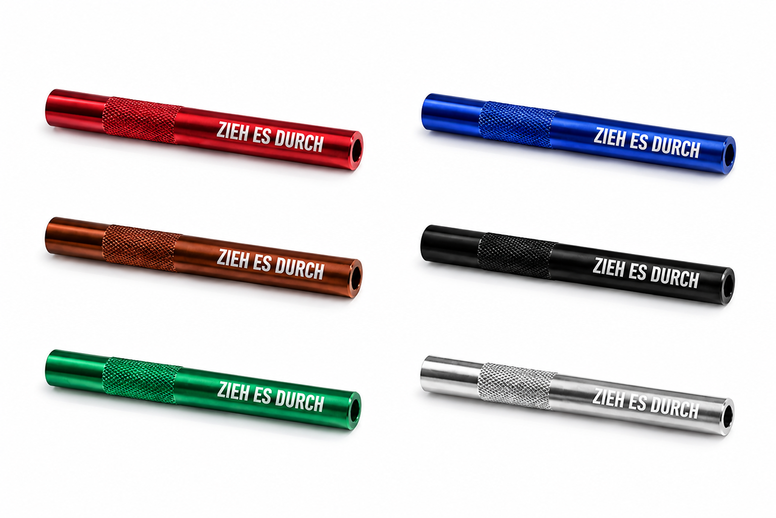 „Zieh es durch“ Aluminium-Röhrchen – Stylisch, Praktisch & Robust in 7 Farben