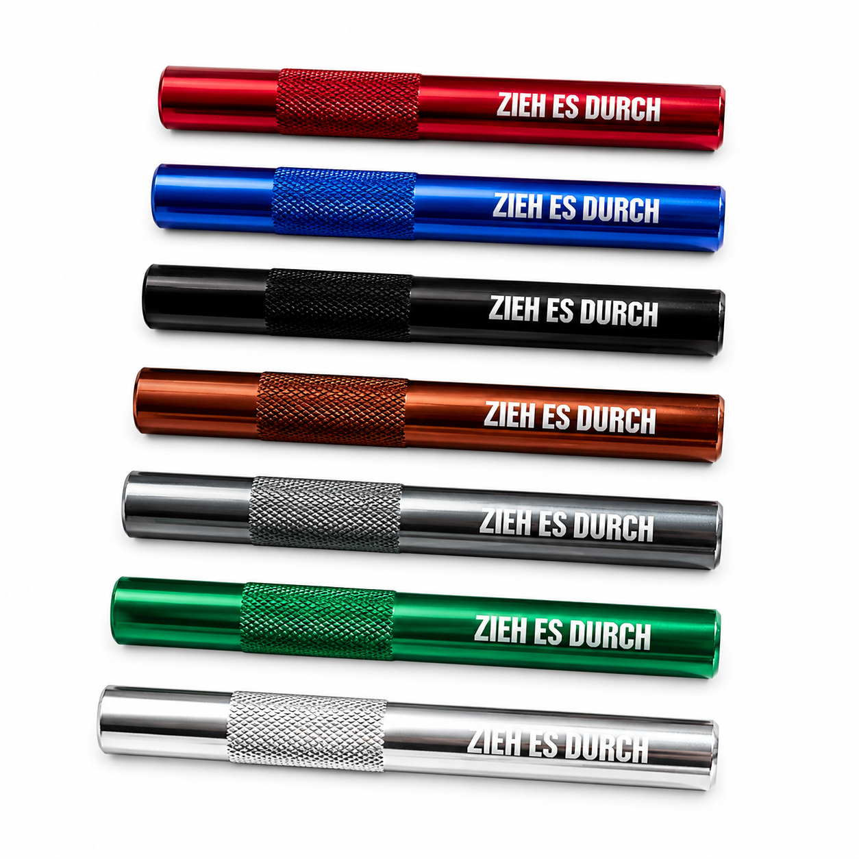 „Zieh es durch“ Aluminium-Röhrchen – Stylisch, Praktisch & Robust in 7 Farben