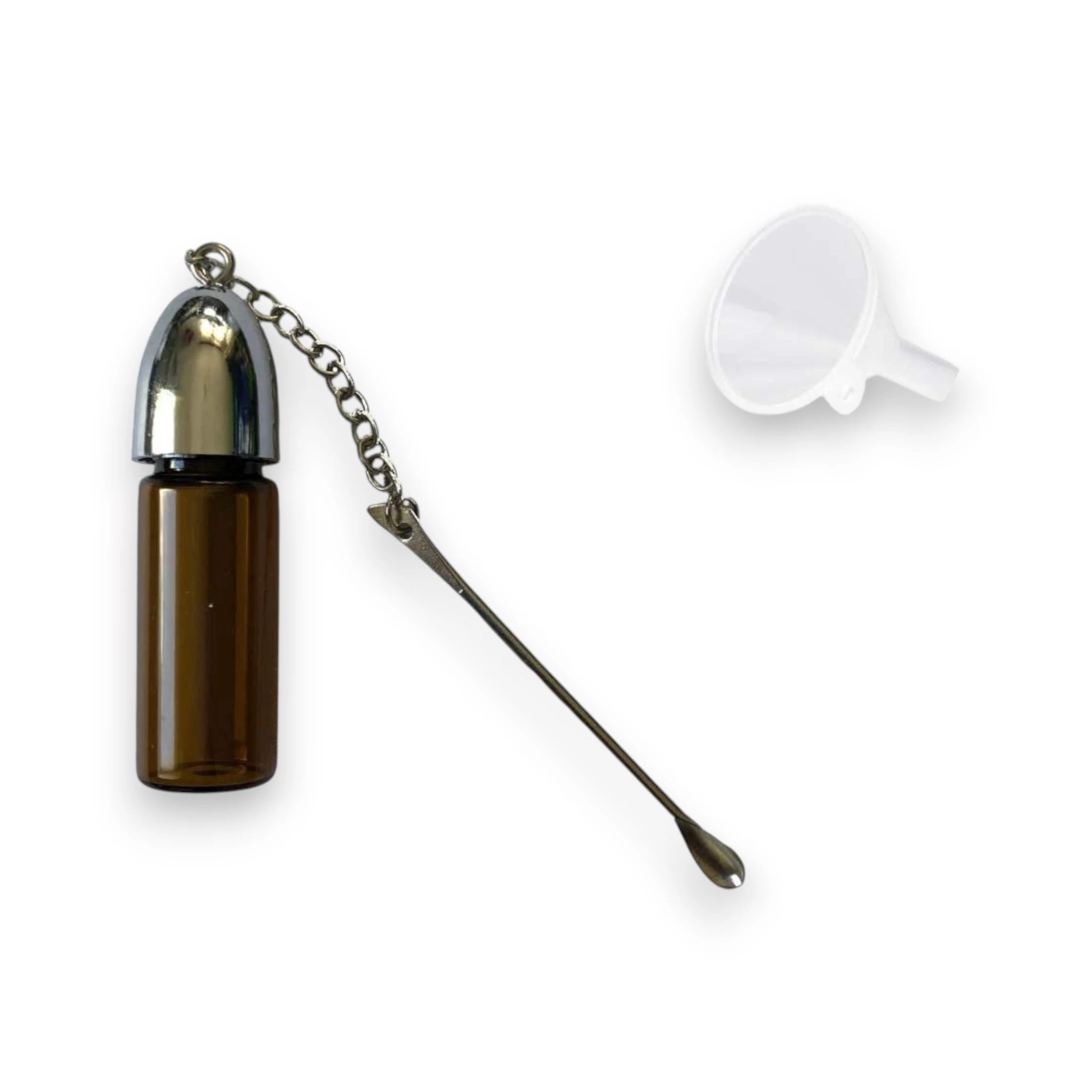 Spender/ Portionierer aus Glas mit Löffel inkl. Trichter (53mm / braun) -  from DieBallerei