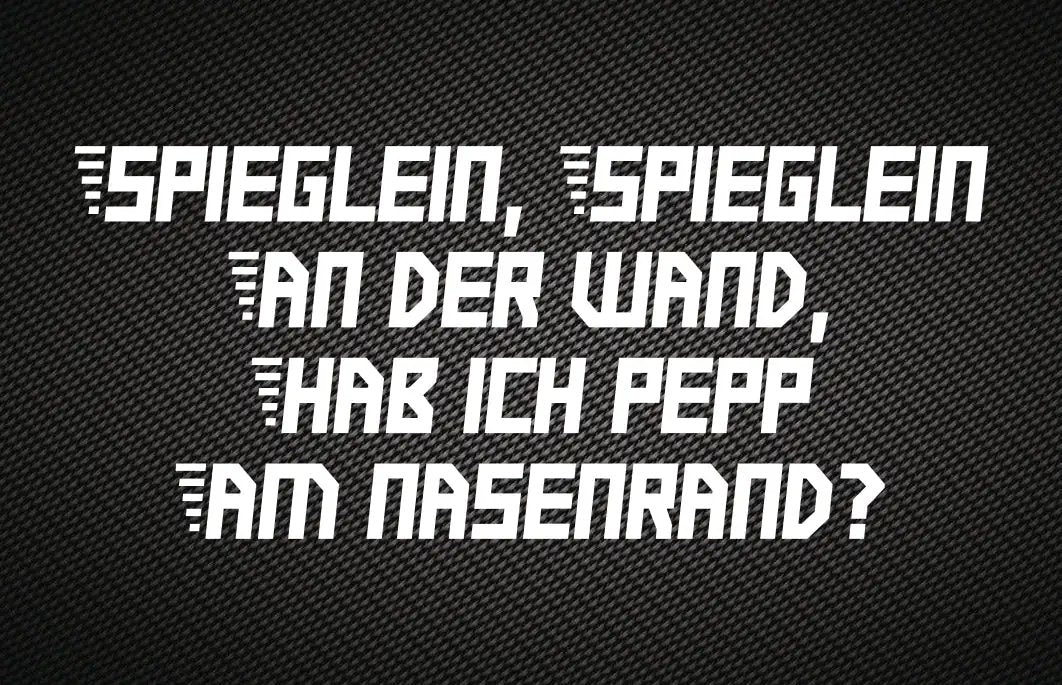 Hack-Karte "Spieglein, Spieglein an der Wand, hab ich Pepp am Nasenrand?" im edlen Carbon Look -  from DieBallerei