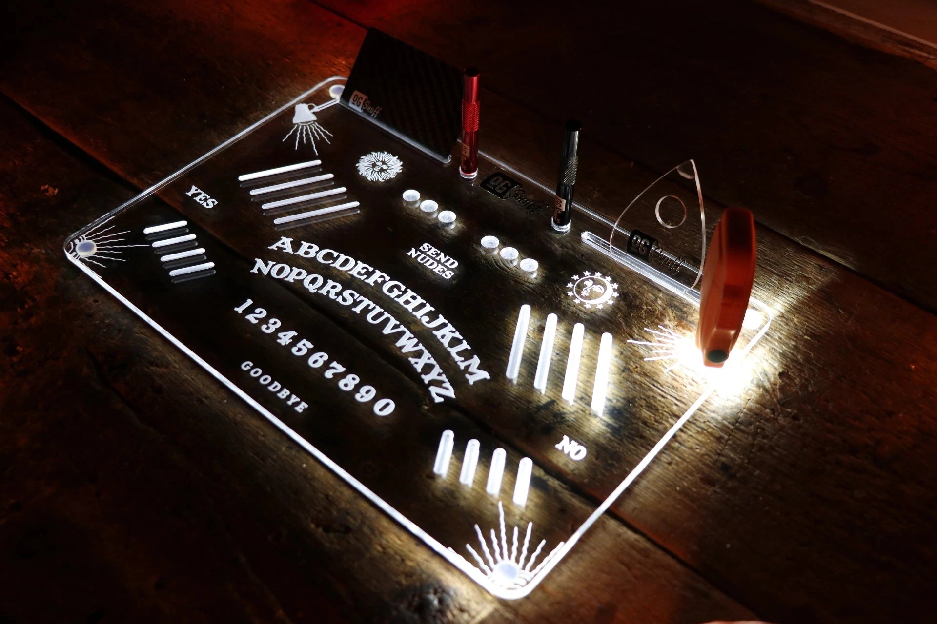 OG SNUFF Snuff Board „Ouija Edition“ – Graviertes Geisterbrett inkl. Planchette-Löffel -  from DieBallerei