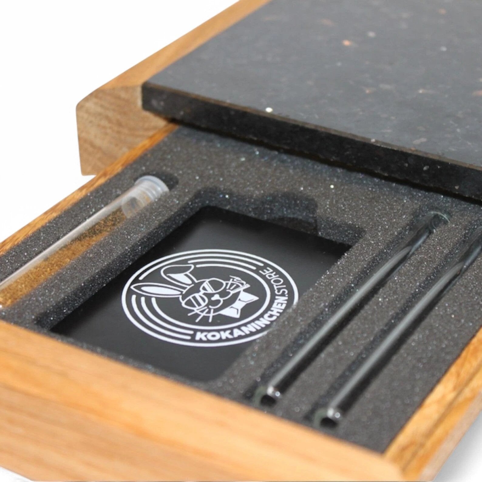 Kokaninchen Granit Untersetzer "GoldenGalaxy" hochwertige Aufbewahrungsschublade, Tassenuntersetzer, hochwertige Granitplatte -  from DieBallerei