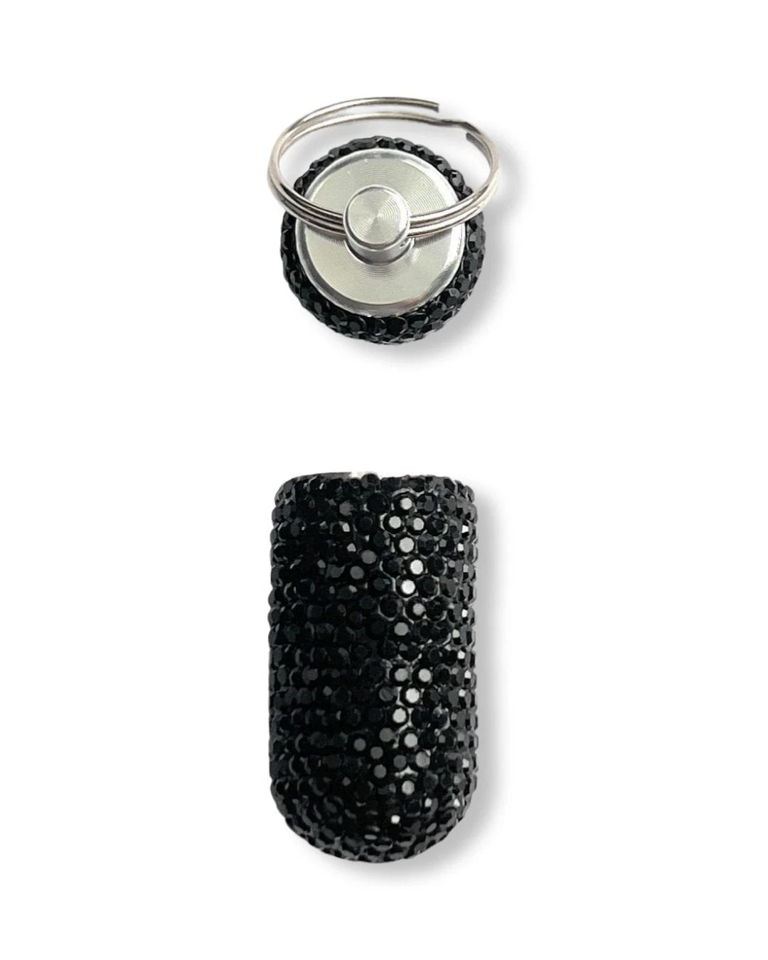 Elegante Aluminium-Pillenbox mit Strass – Schwarz - Stylisch & diskret! -  from DieBallerei