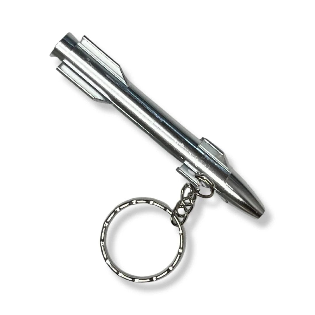 Aluminium Ziehröhrchen im Raketen-Design mit Schlüsselanhänger – Silber -  from DieBallerei
