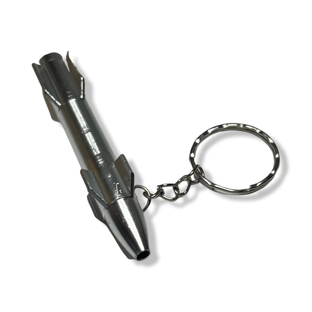 Aluminium Ziehröhrchen im Raketen-Design mit Schlüsselanhänger – Silber -  from DieBallerei