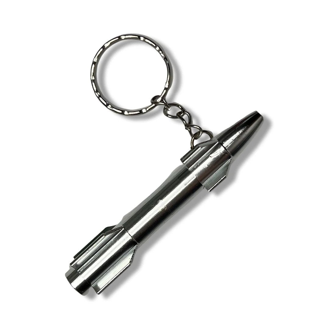 Aluminium Ziehröhrchen im Raketen-Design mit Schlüsselanhänger – Silber -  from DieBallerei