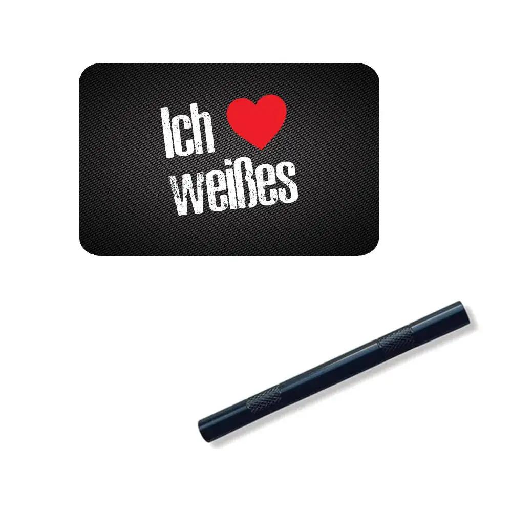Röhrchen-Set inkl. „Ich liebe weißes“ Hack-Karte & 1 Alu-Röhrchen (Schwarz, 80mm) -  from DieBallerei