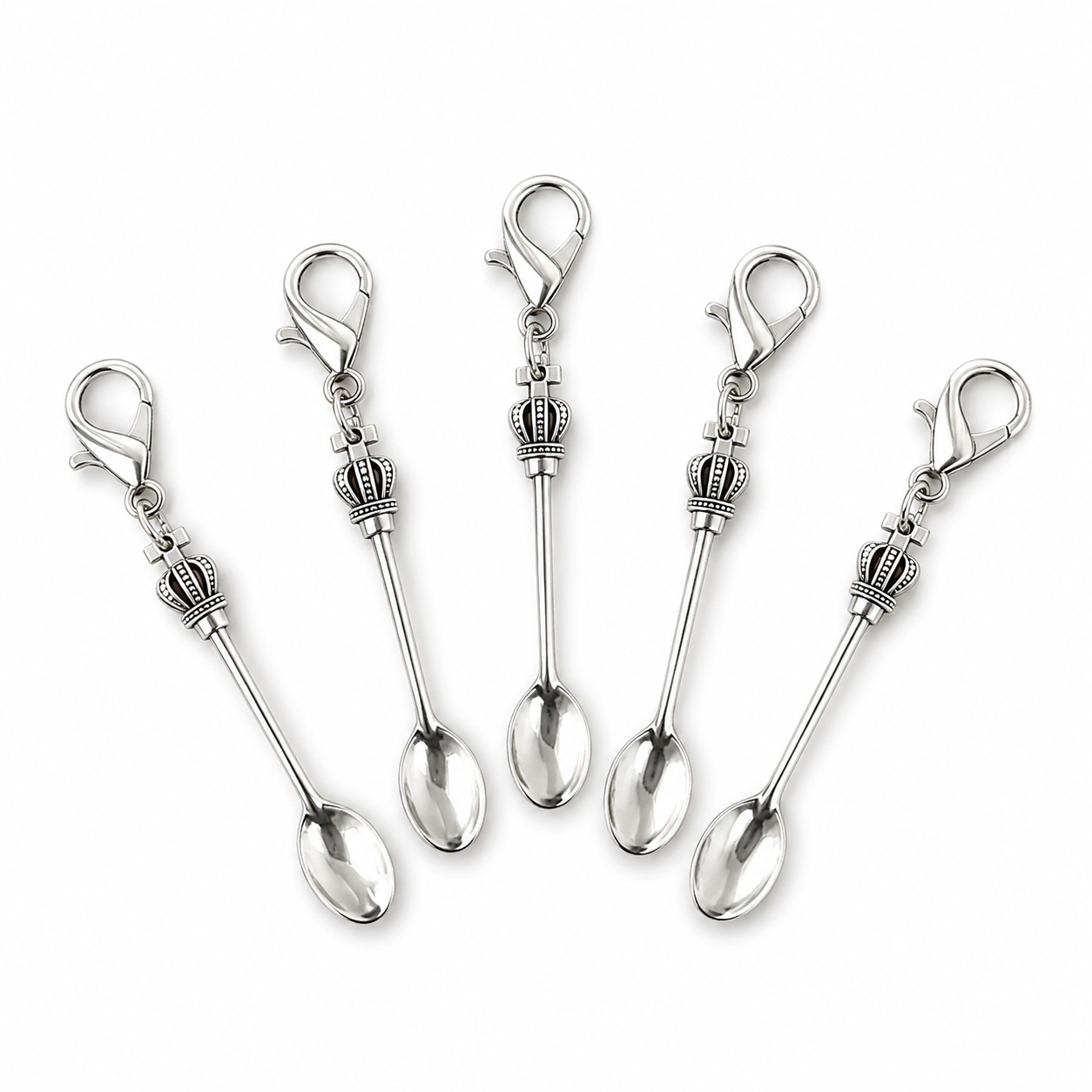 Silberner Mini-Löffel Schlüsselanhänger mit Krone – Edel & praktisch