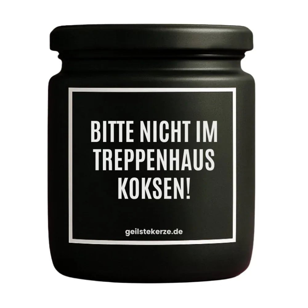 Duftkerze „BITTE NICHT IM TREPPENHAUS KOKSEN!“ von geilstekerze – Ansicht 3