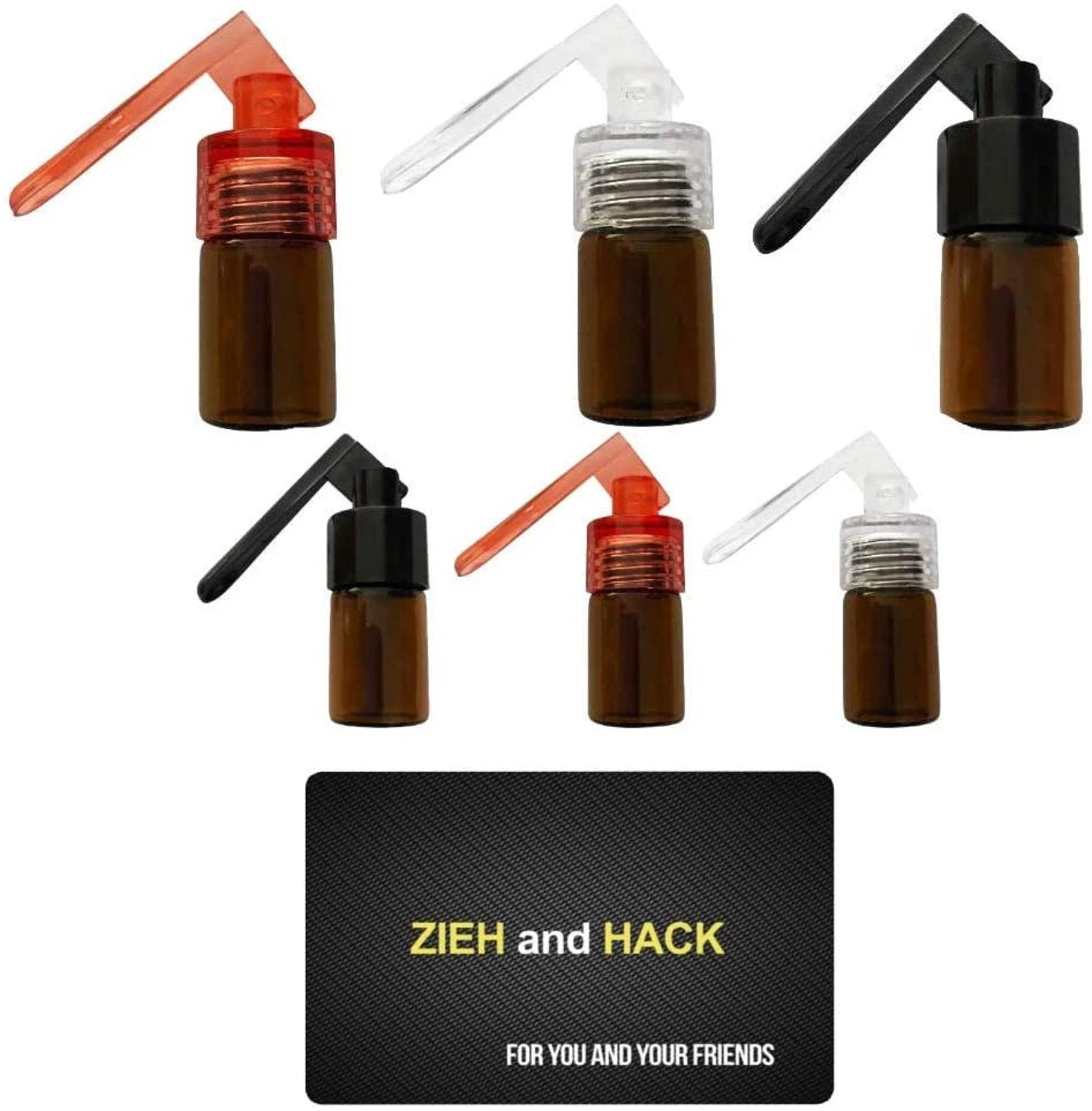 6x Spender mit Löffel (braune Fläschchen mit gemischten Deckeln) inkl. Zieh-und-Hack-Karte -  from DieBallerei