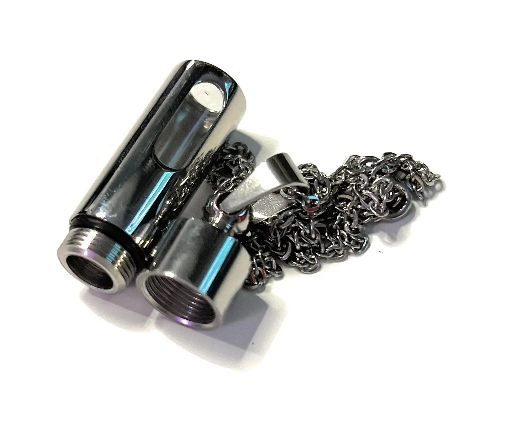 Edle Halskette mit verschließbarer Pillenbox – Silber Transparent -  from DieBallerei